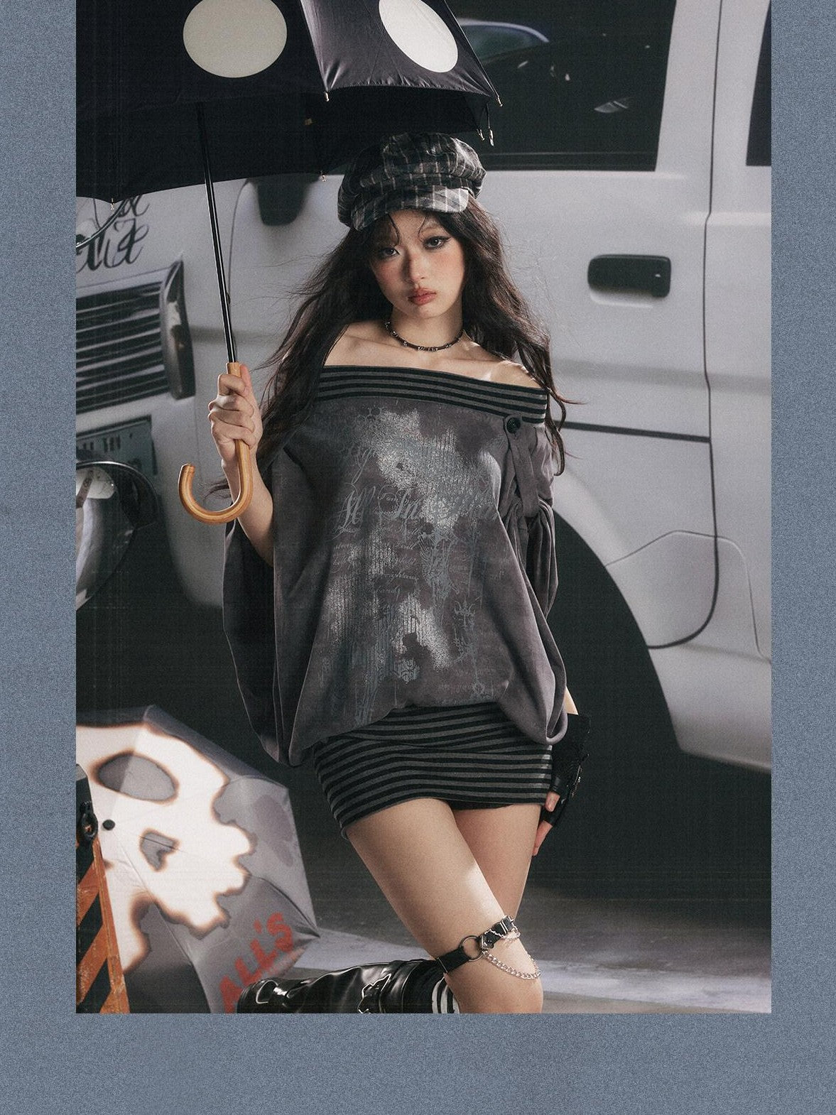 ALL iN plan Asymmetric One Shoulder Batwing Women&