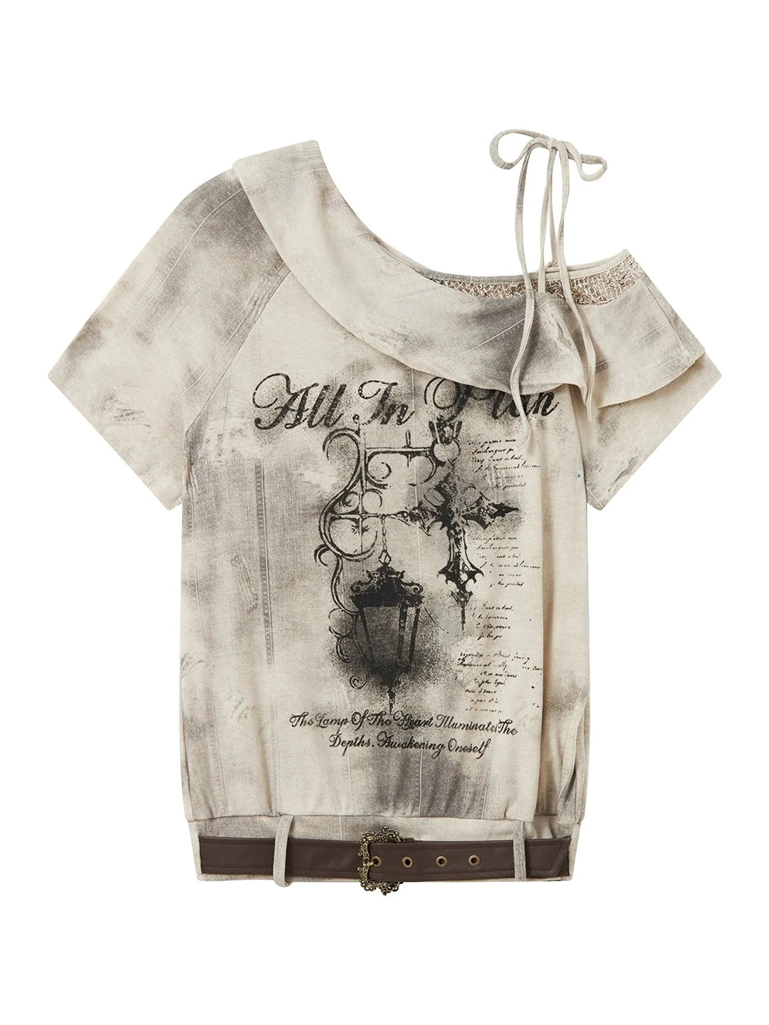 Asymmetrical Spliced Off Shoulder Tee