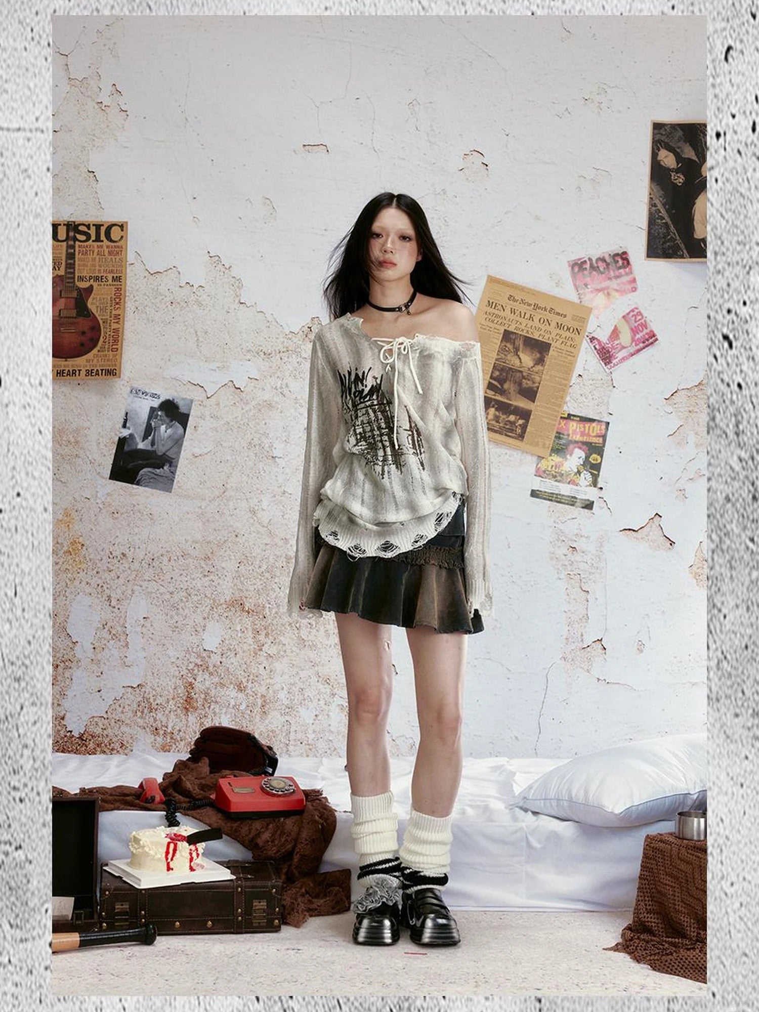 Bailout Heartbreak Tee V Neck T Shirt Long Sleeve