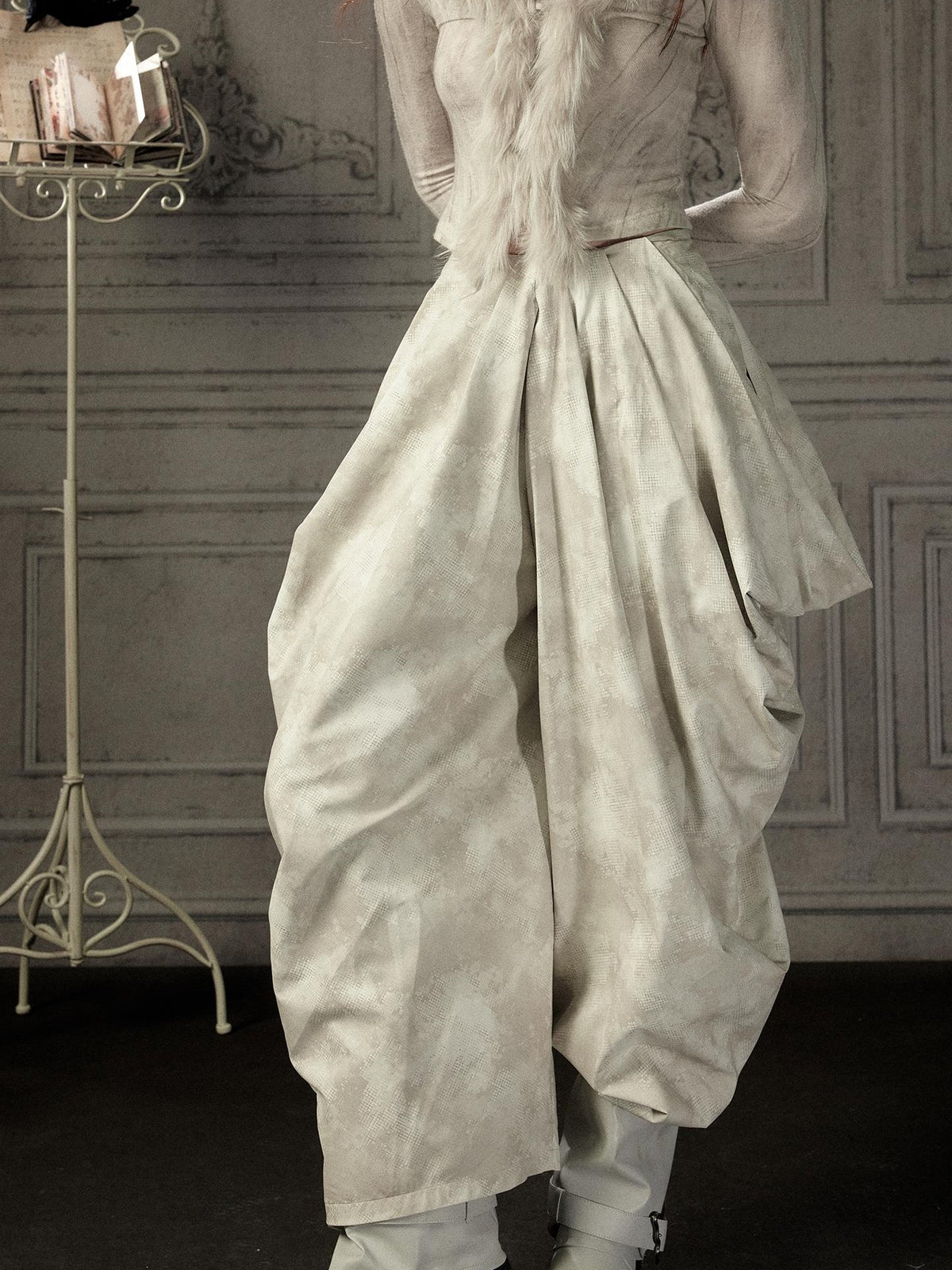 ALL iN plan Beige Asymmetric Draped Pleated Women&