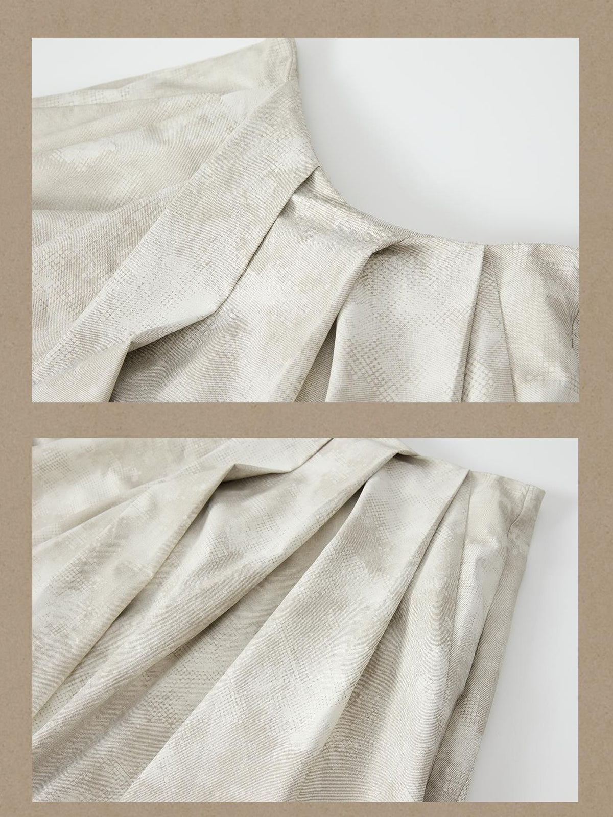 ALL iN plan Beige Asymmetric Draped Pleated Women&