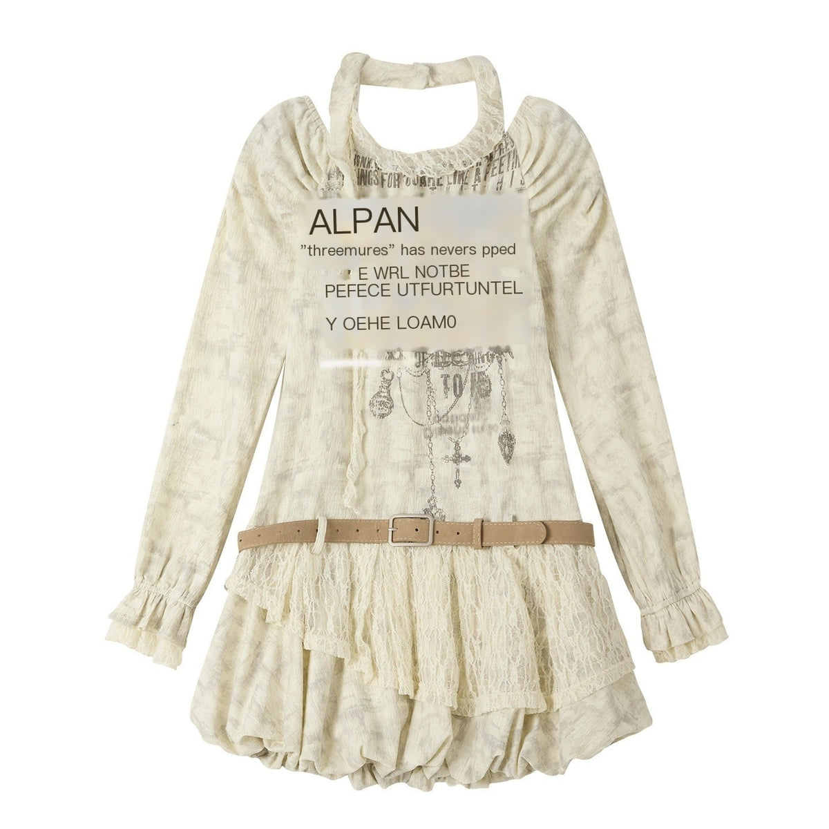 ALL_iN_plan_Beige_Halter_Lace_Spliced_Long_Sleeve_Women&