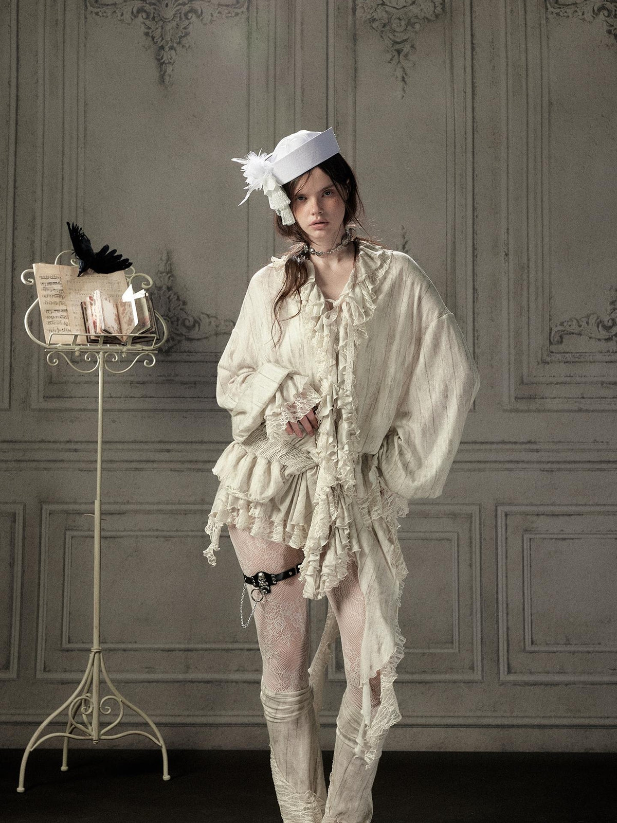 ALL iN plan Beige Lace Long Sleeve Women&