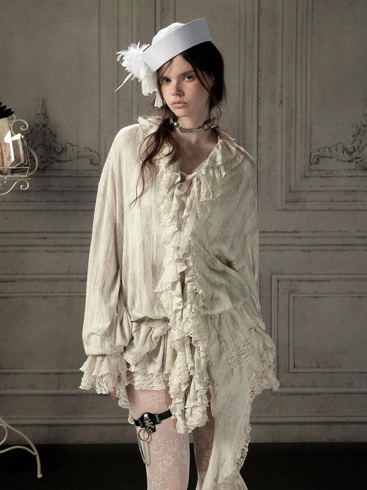 ALL iN plan Beige Lace Long Sleeve Women&