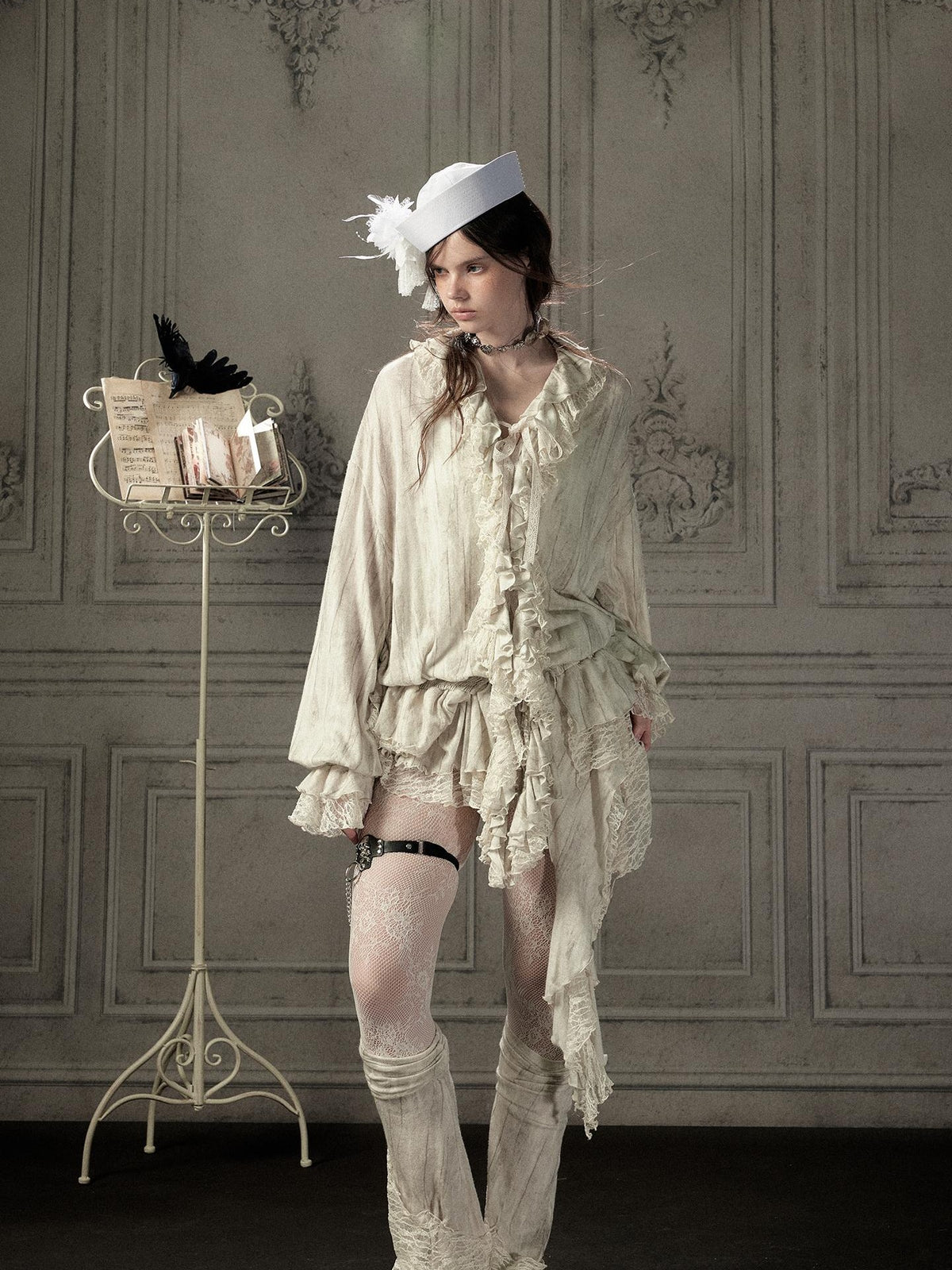 ALL iN plan Beige Lace Long Sleeve Women&