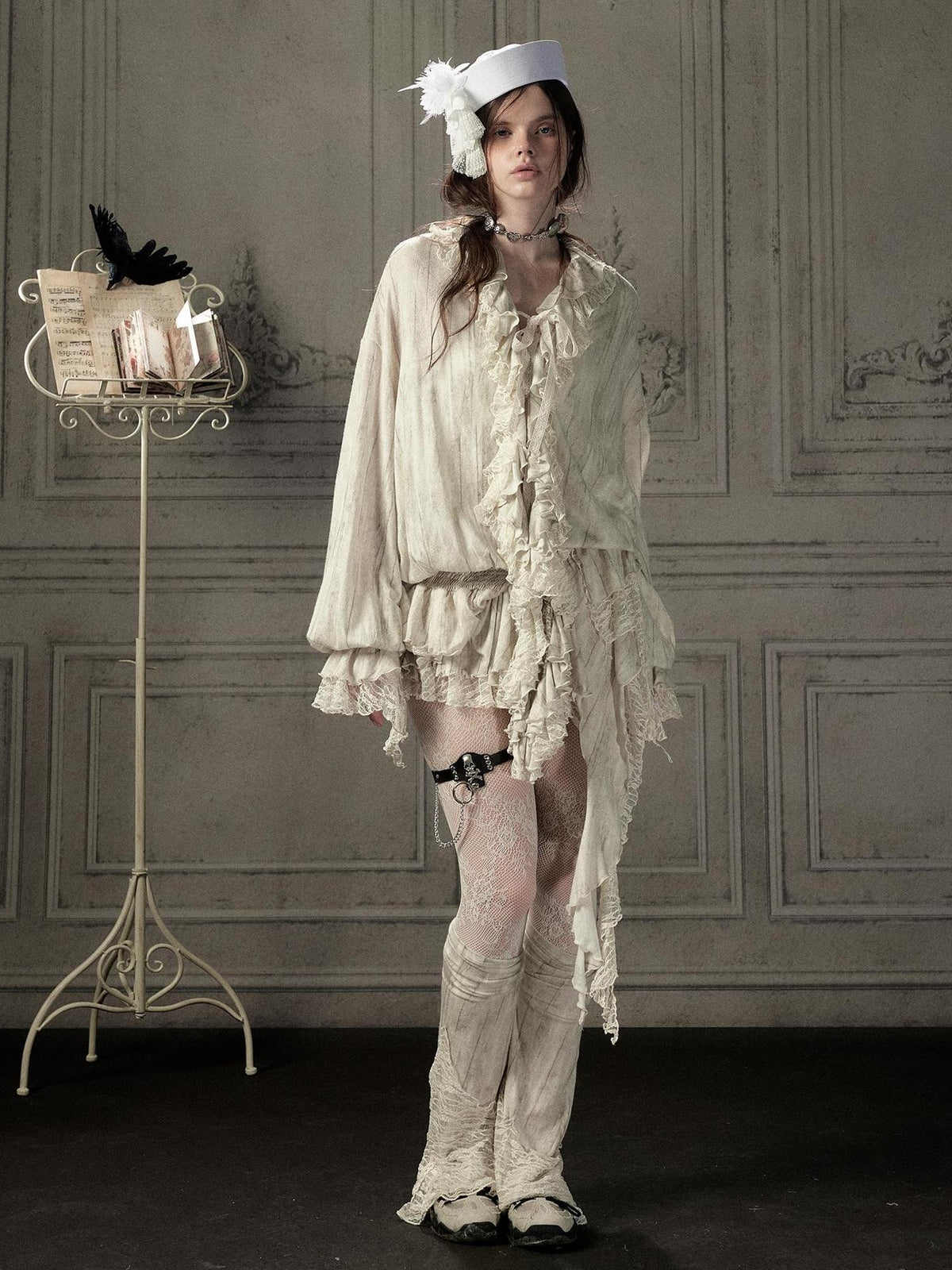 ALL iN plan Beige Lace Long Sleeve Women&