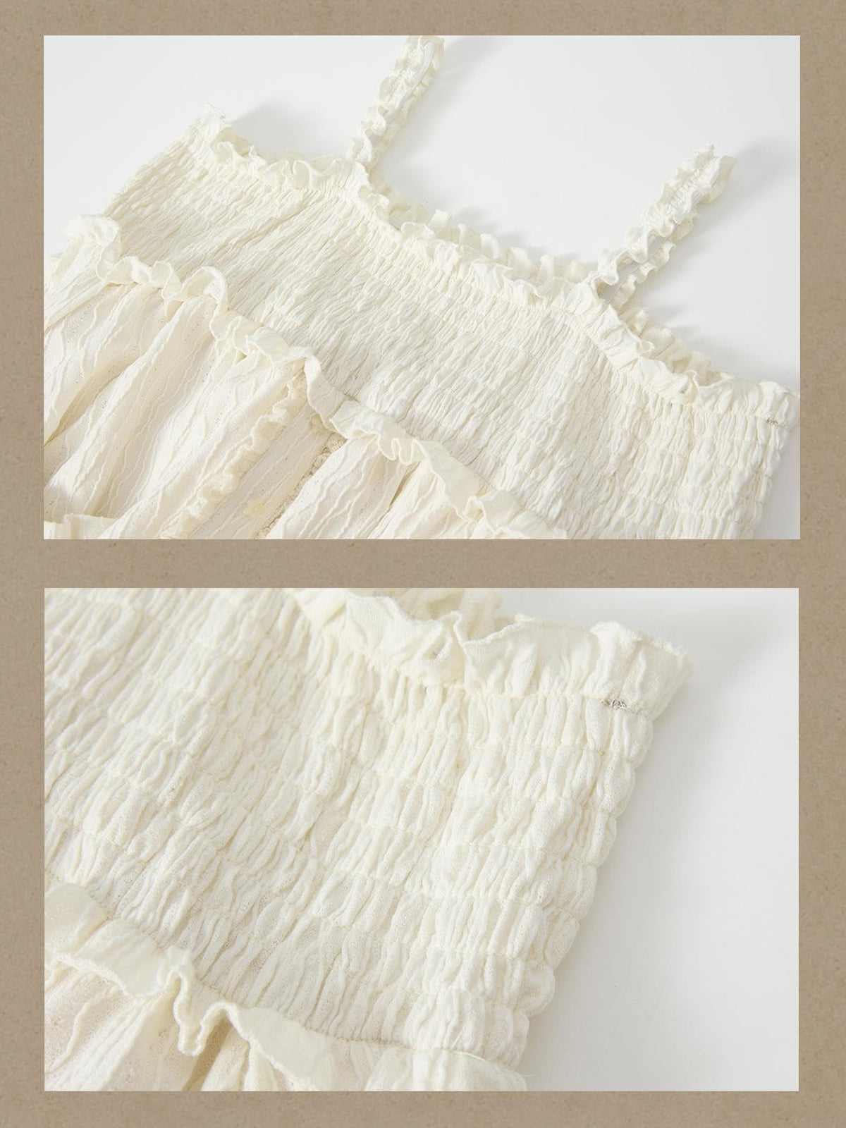 ALL iN plan Beige Lace Panel Off Shoulder Cotton Women&