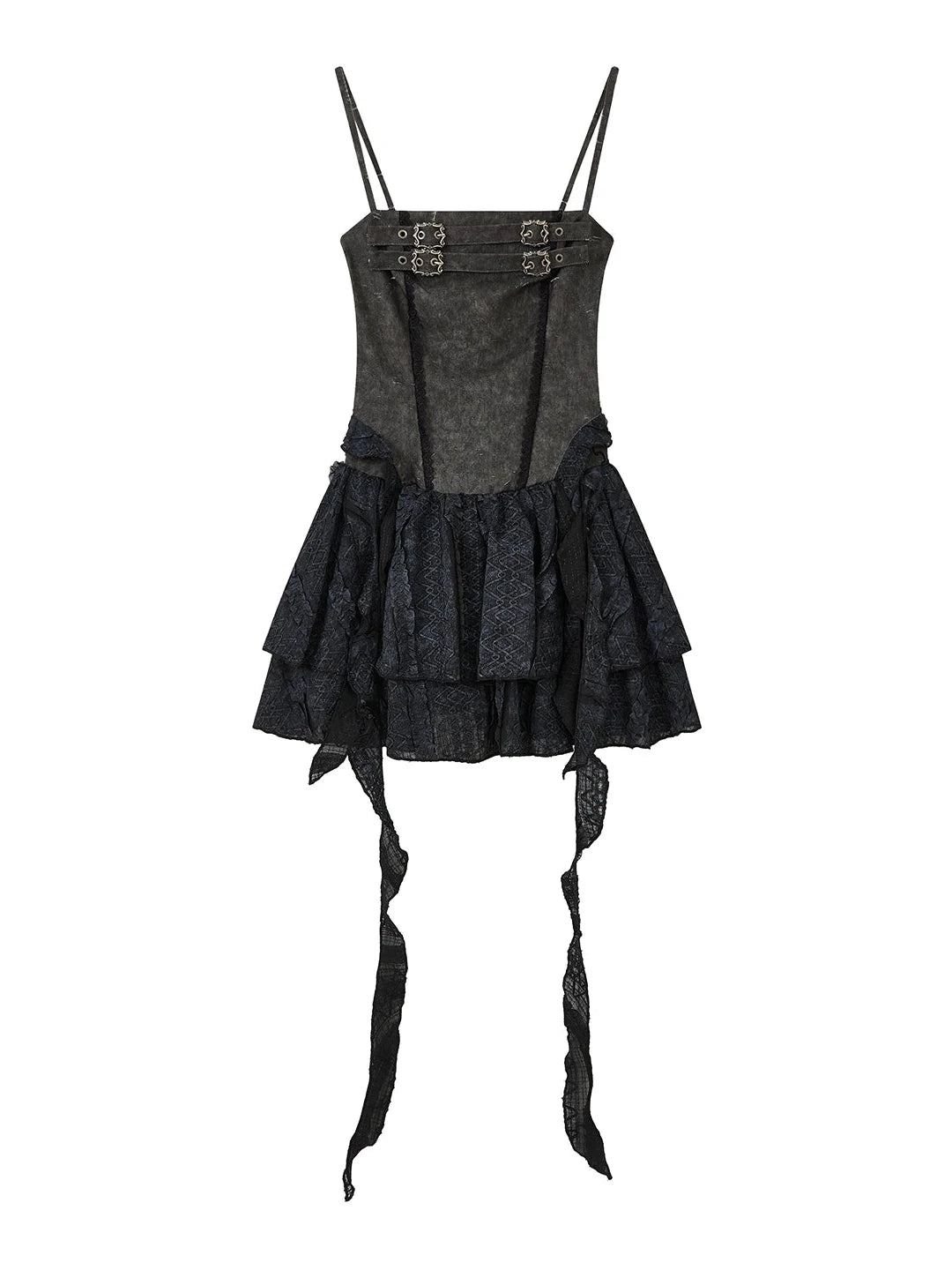 Gear-Bite Mesh Mini Dress V-Neck T-Shirt Long-Sleeve