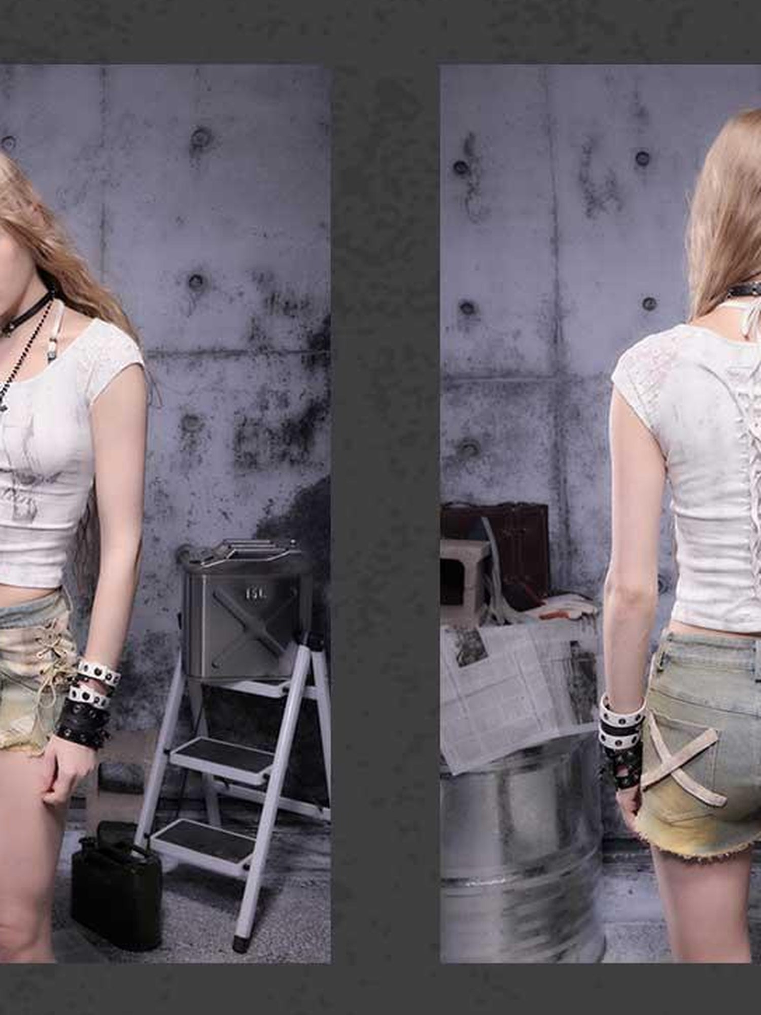 ALL iN plan Gear Bite Distressed Denim Shorts