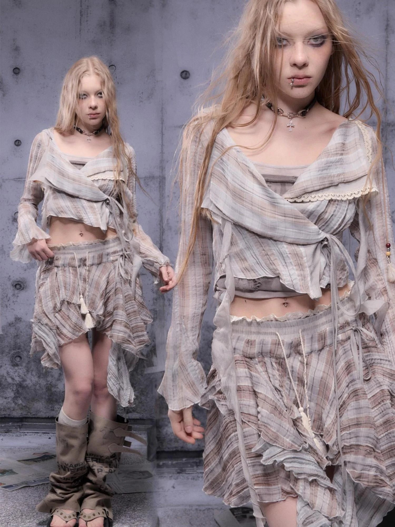 Gear Bite Marks Asymmetrical Mini Skirt