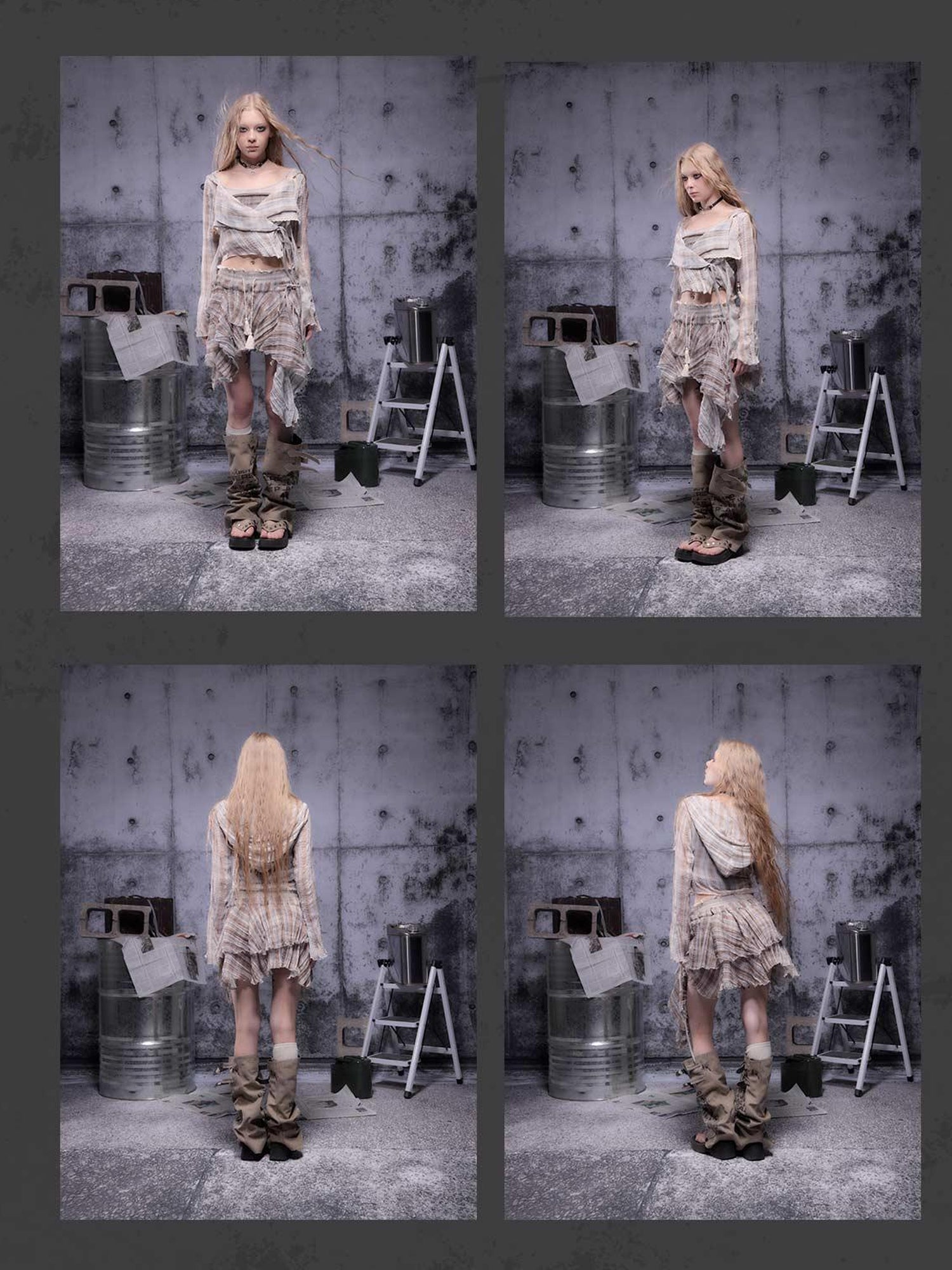 ALL iN plan Gear Bite Marks Asymmetrical Mini Skirt