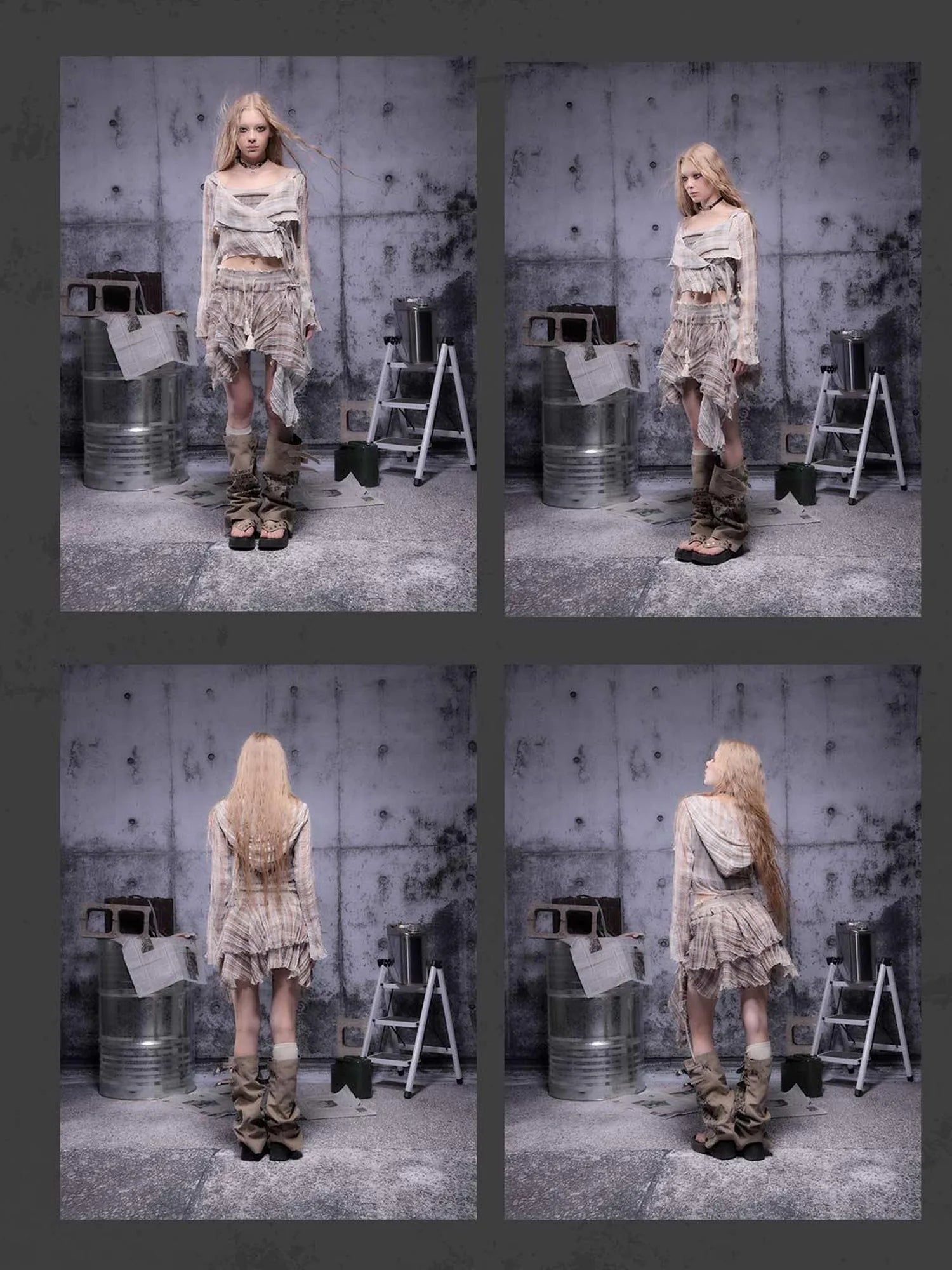 Gear Bite Marks Asymmetrical Mini Skirt