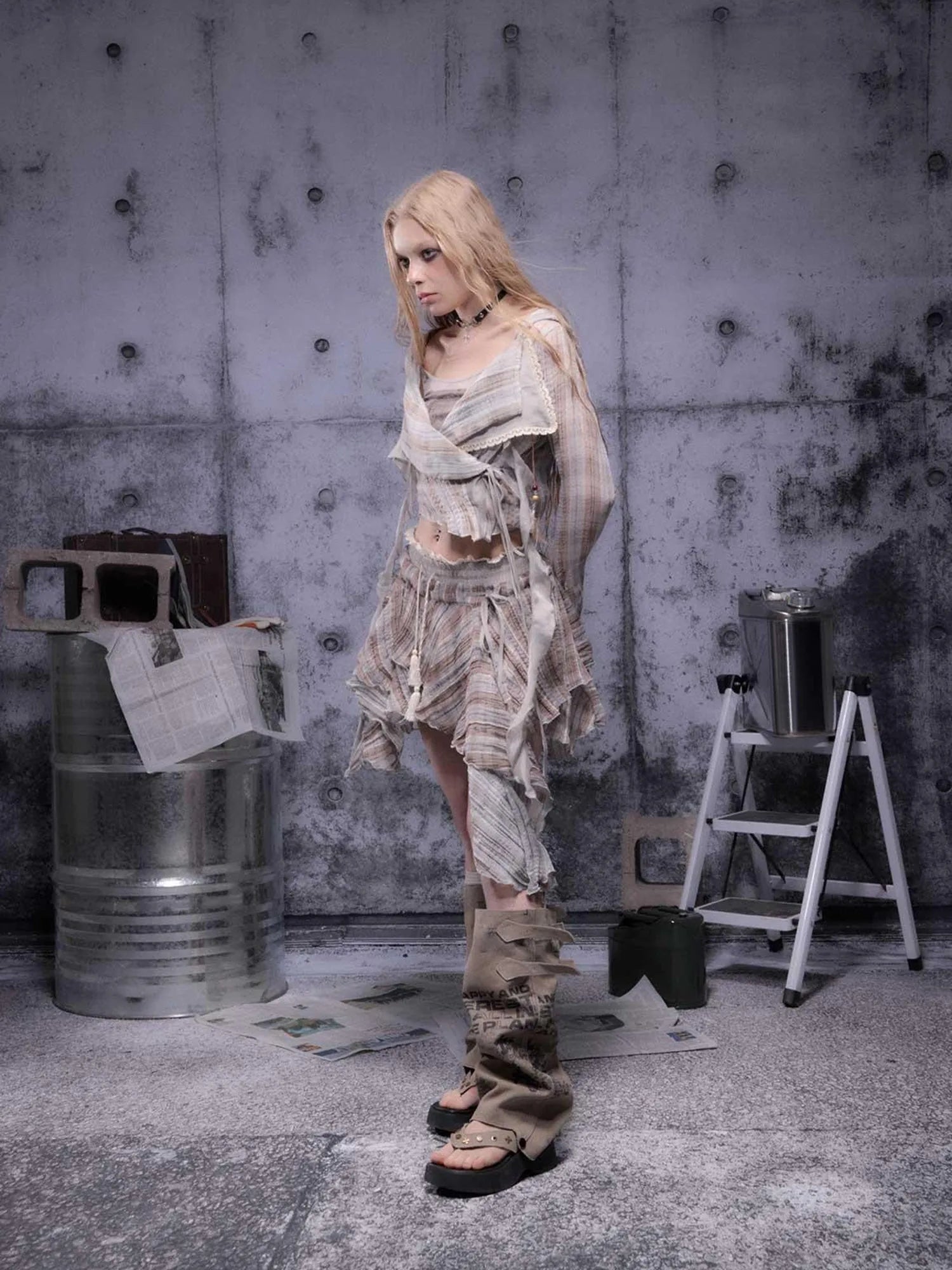 Gear Bite Marks Asymmetrical Mini Skirt