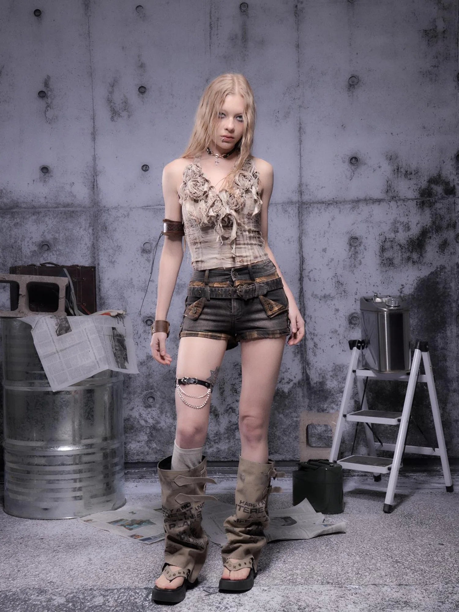 Gear Bite Marks Punk Visual Epic Strapless Top