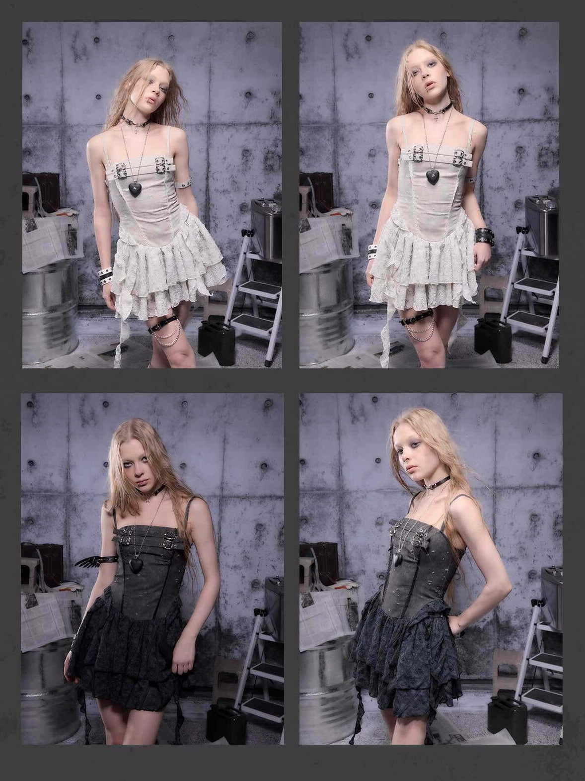 ALL iN plan Gothic Patchwork Cotton Slim Cinched Waist Sleeveless Casual Slip Mini Dresses