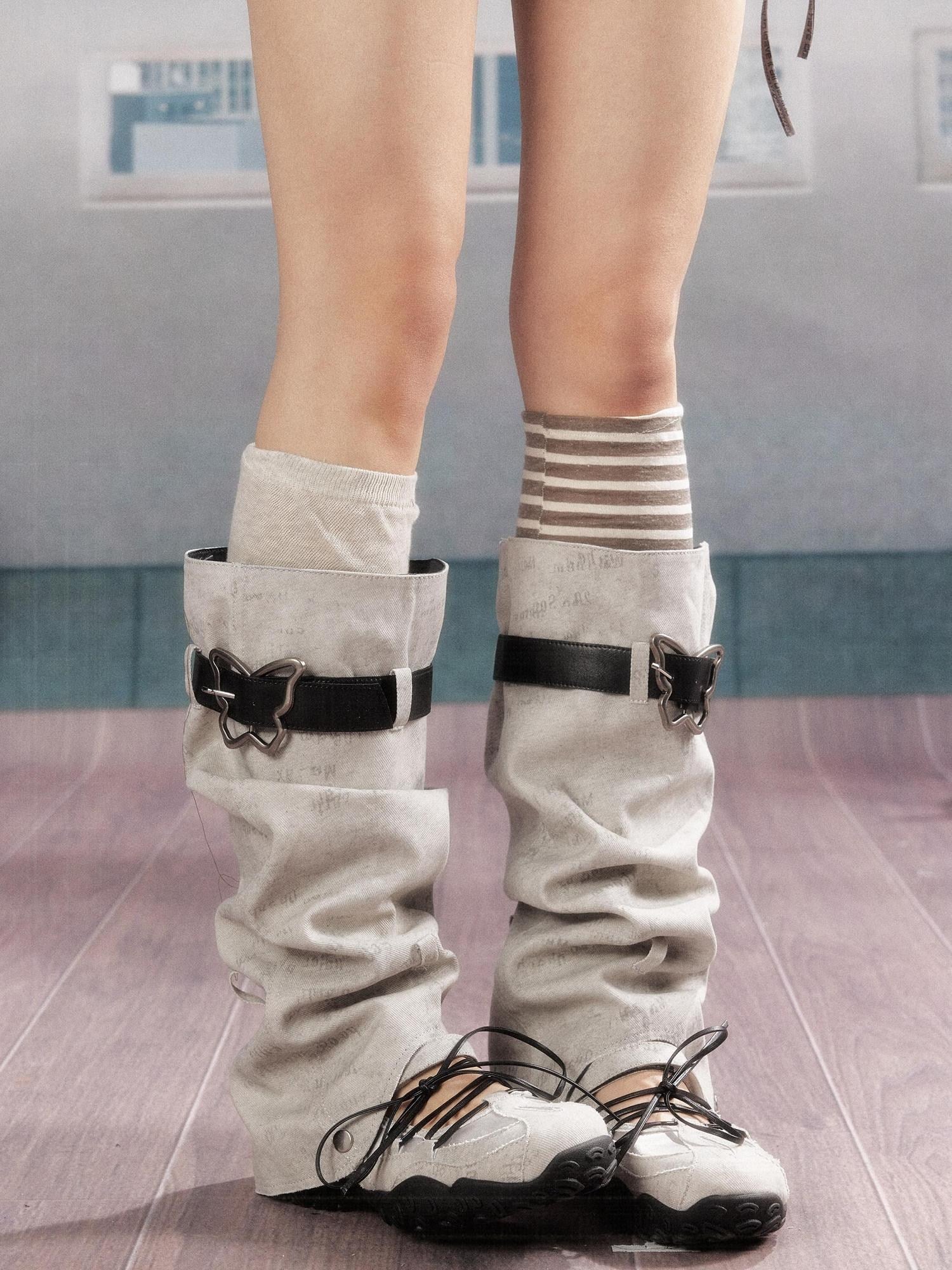 ALL iN plan Height Increasing Lace Up High Top Round Toe Grey Women Pu Sole Boots