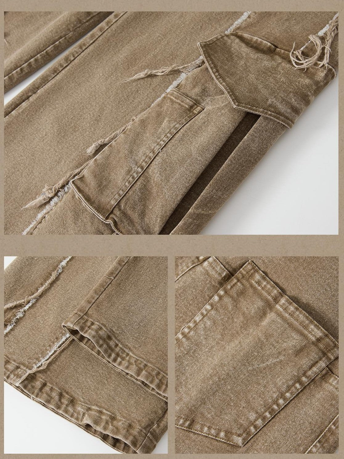 ALL iN plan High Waist Distressed Wide-leg Jeans Women&