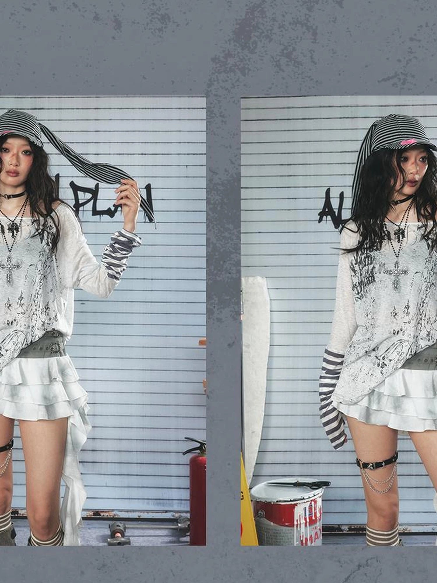 Industrial Punk Ruffle Layered Mini Skirt