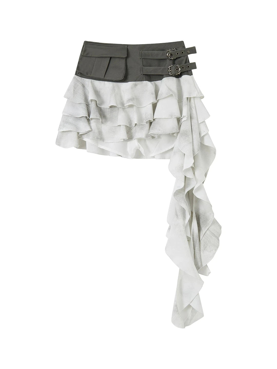 Industrial Punk Ruffle Layered Mini Skirt