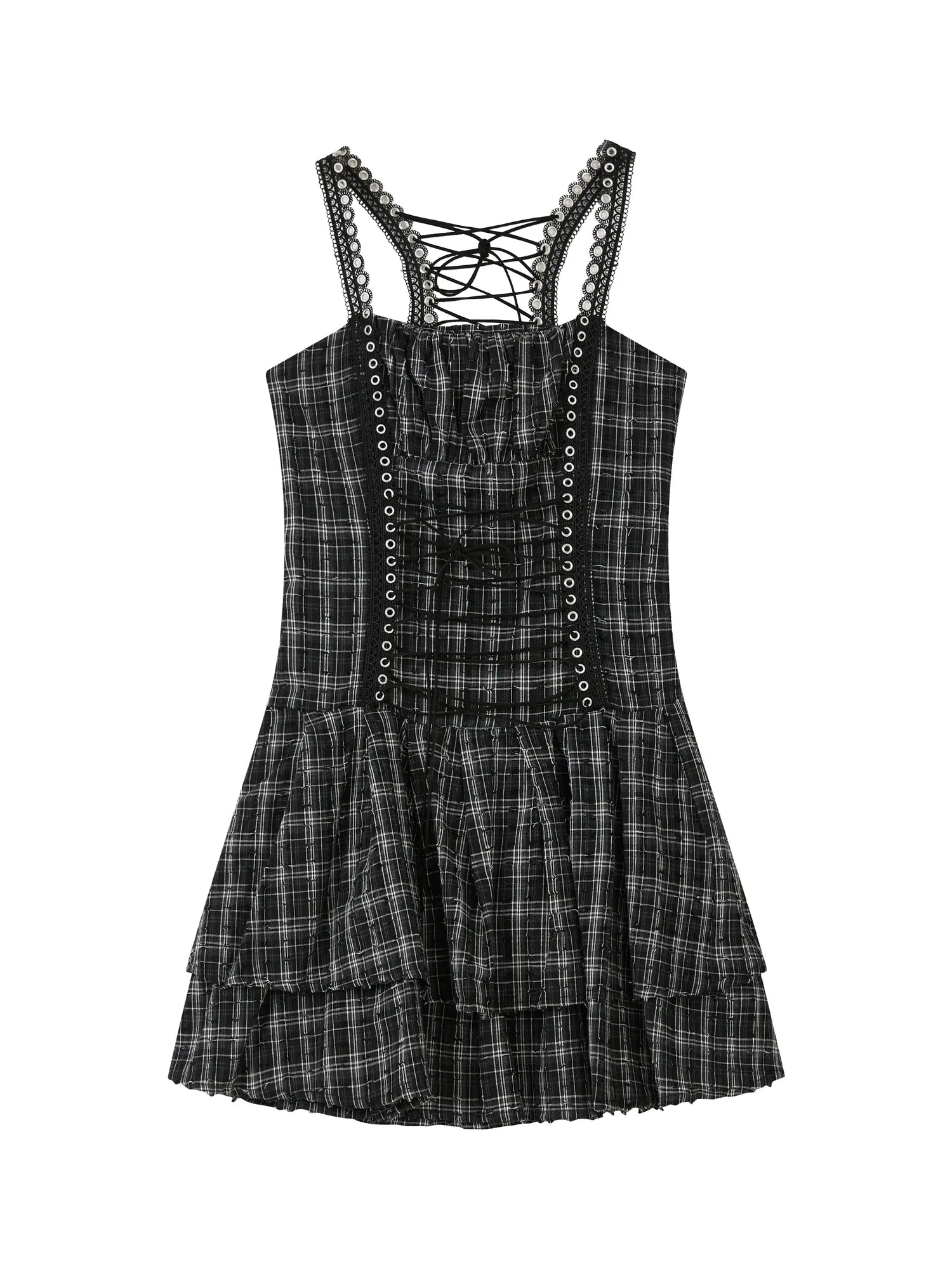 Industrial Punk Welded Mini Dress With Lacing