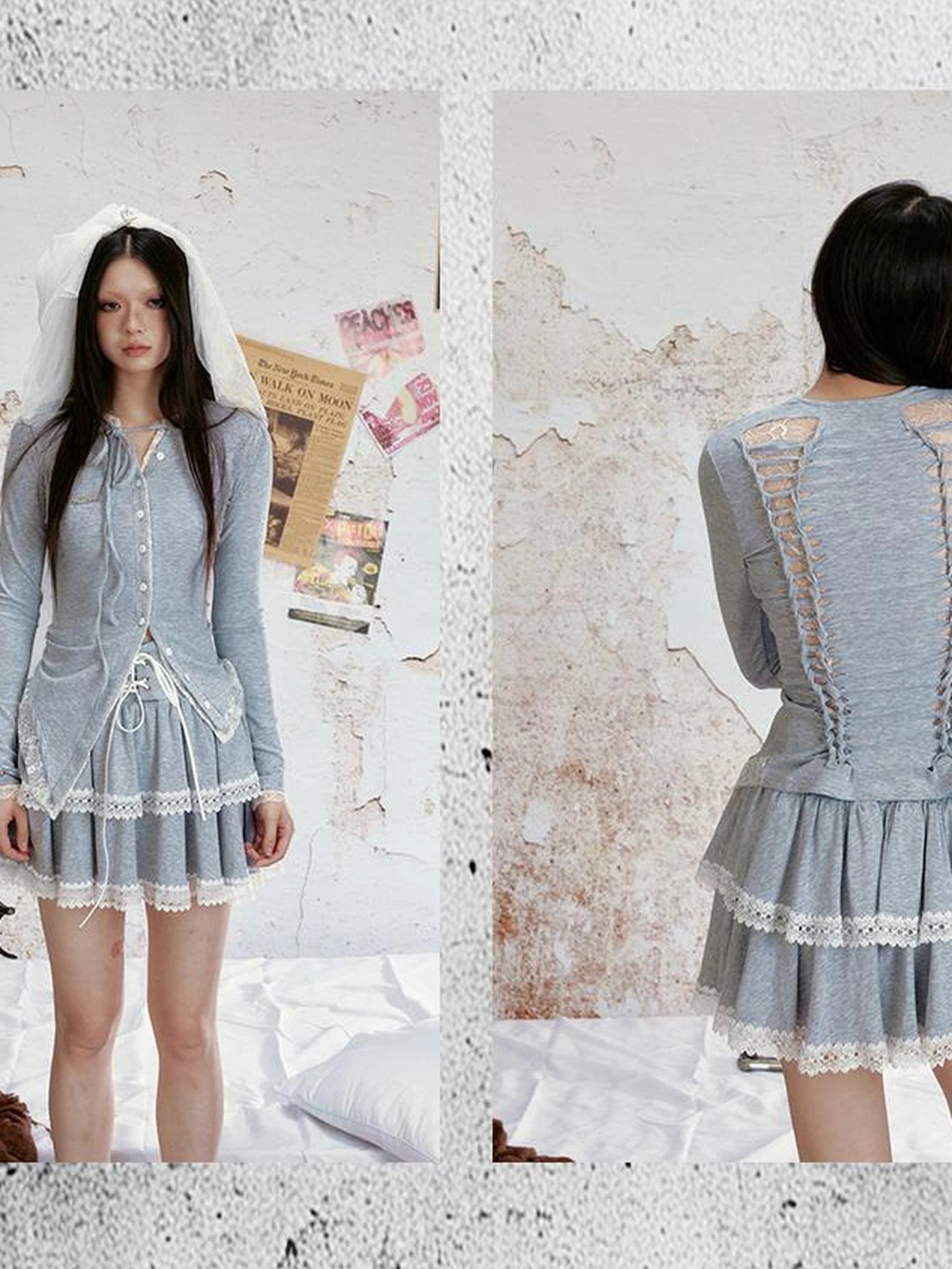 Lace Back Slimming Top With Detachable Layer