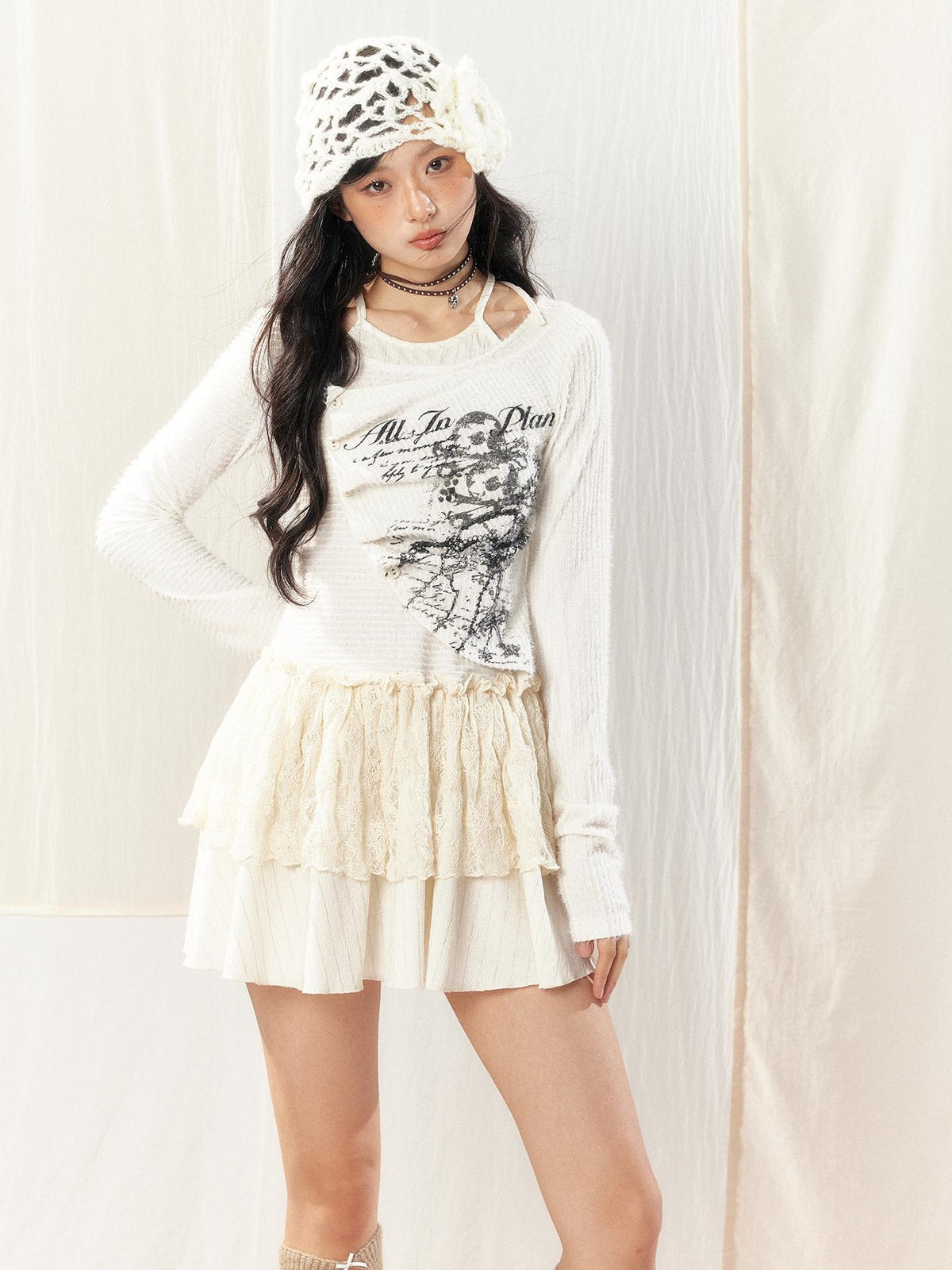 ALL iN plan Lace Spliced Layered Look Women&