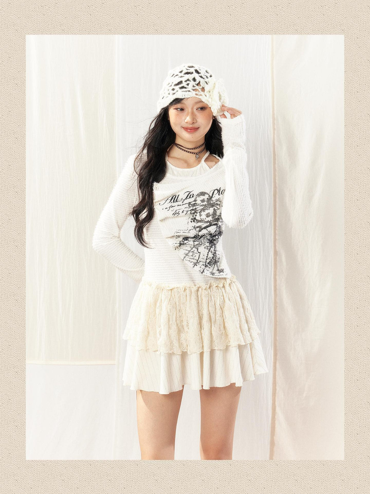 ALL iN plan Lace Spliced Layered Look Women&