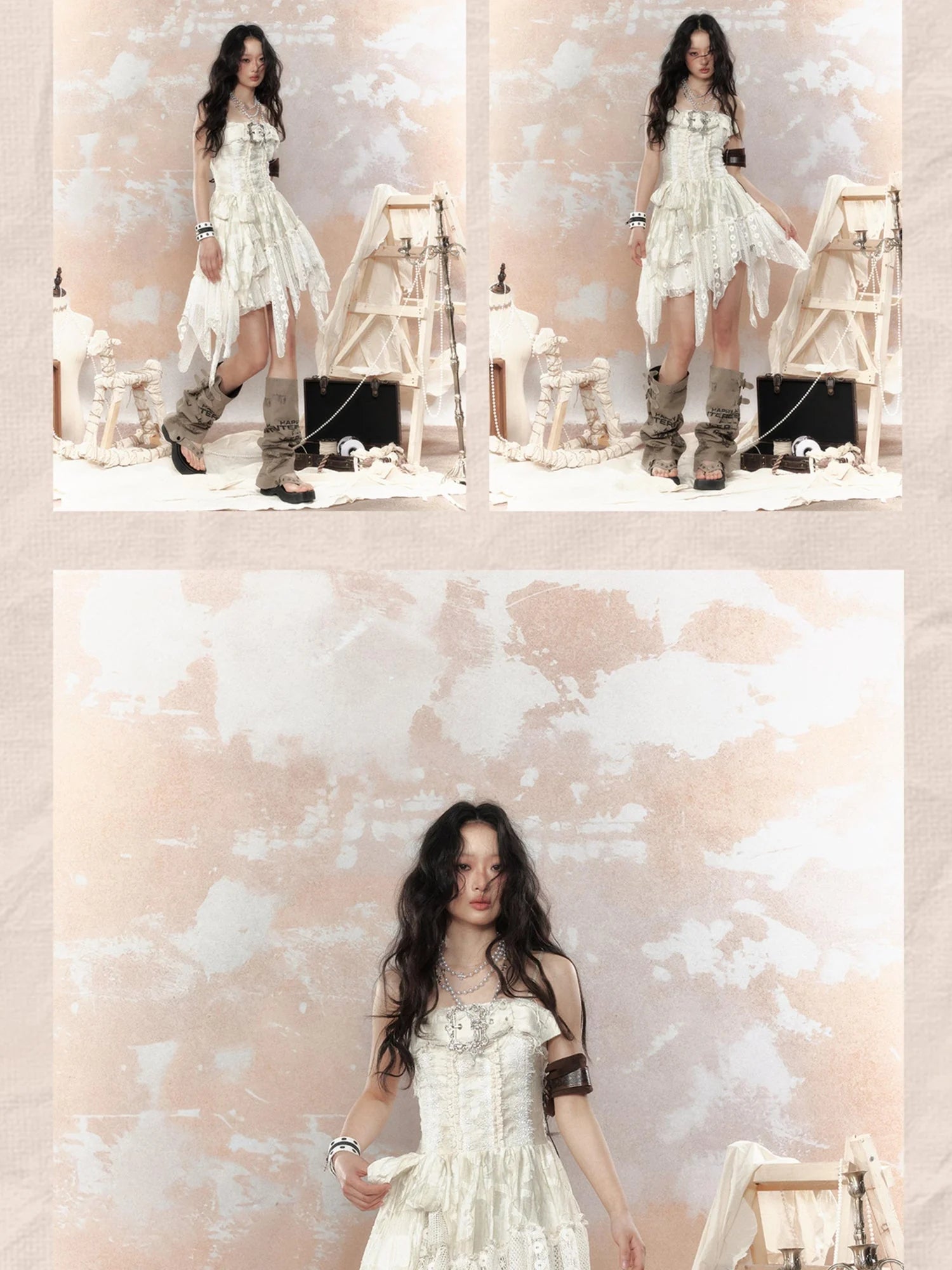 Lace Trimmed Asymmetrical Bustier Dress