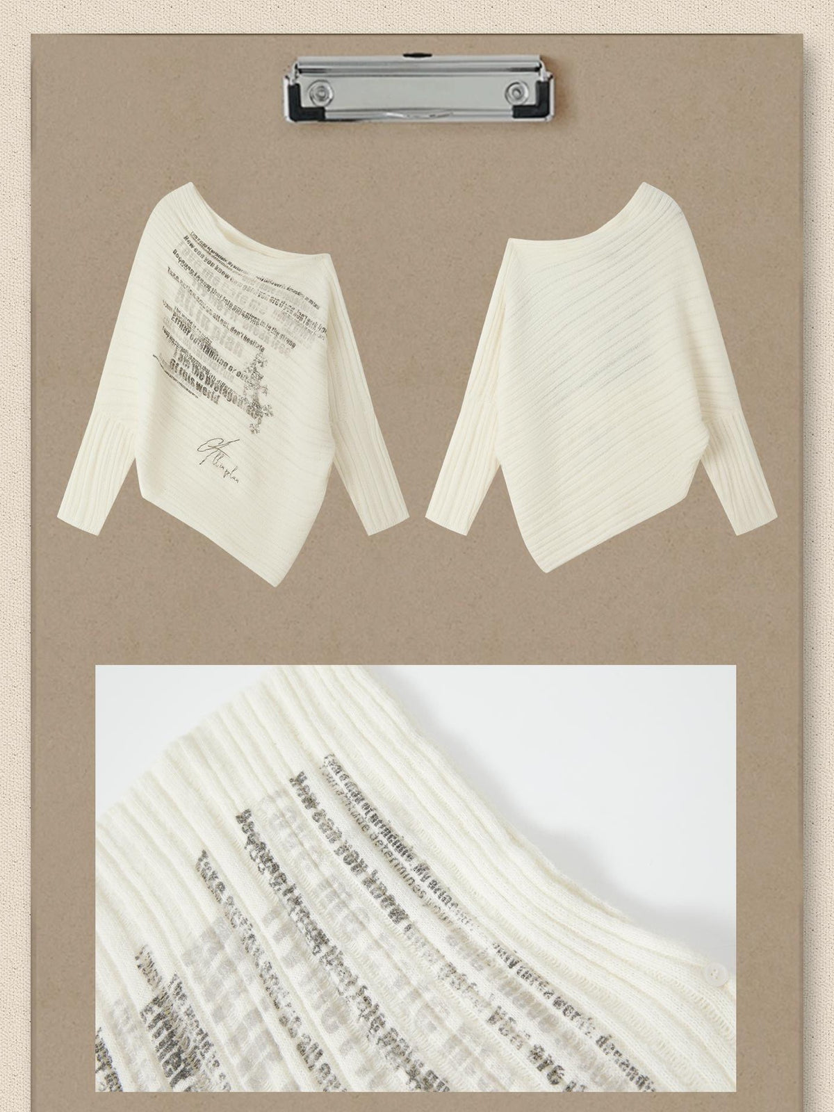 ALL iN plan Letter Print Batwing Sleeve Knit Women&