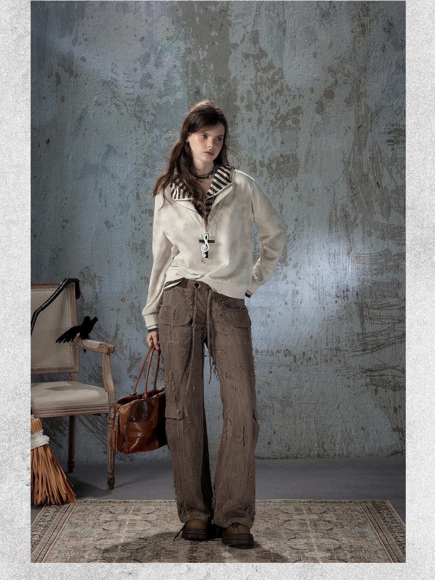 ALL iN plan Light Luxe Ripped Drawstring Mid Rise Women&
