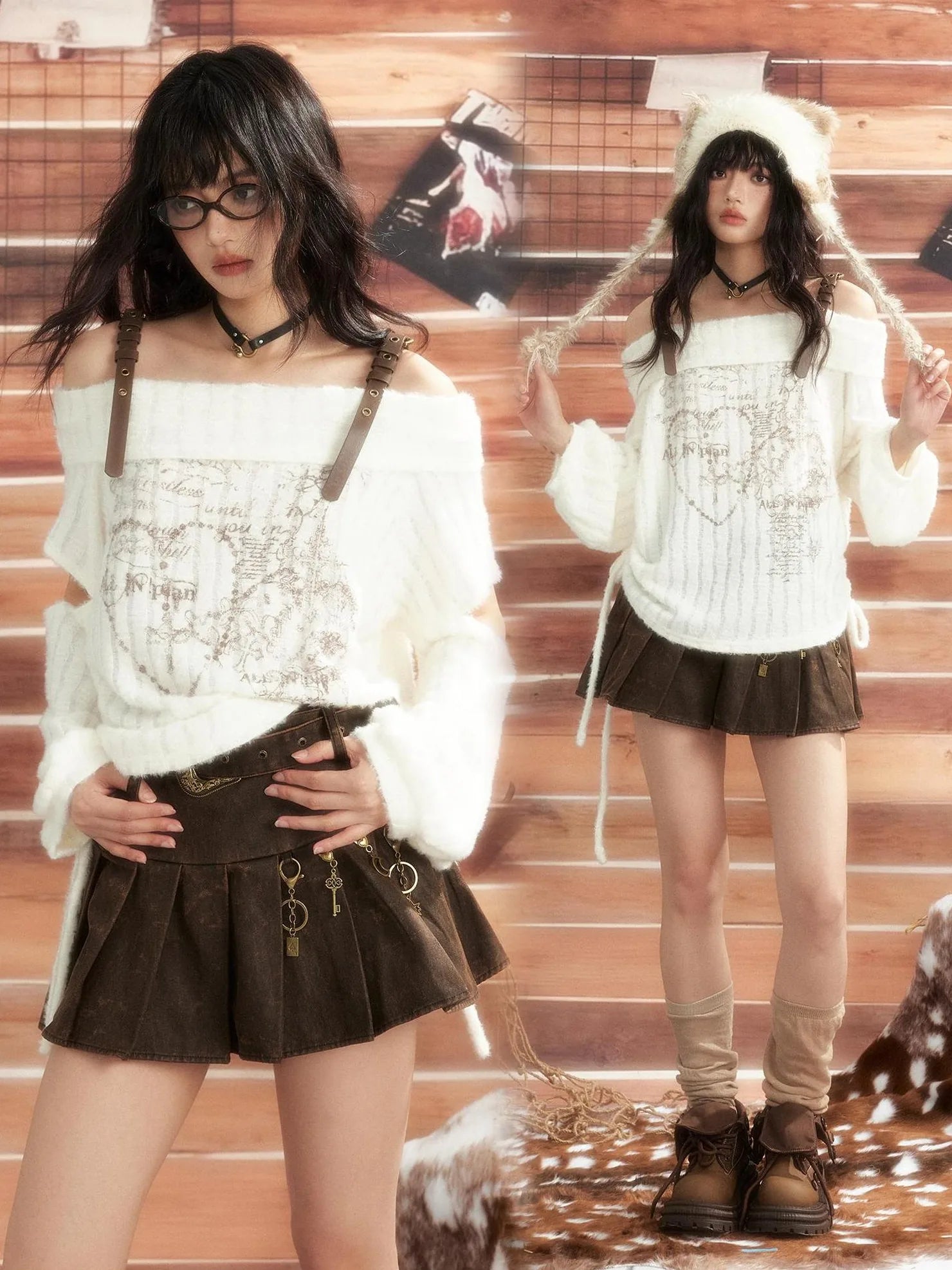 ALL iN plan Moonlight Hunter One Shoulder Knit Top Cardigan