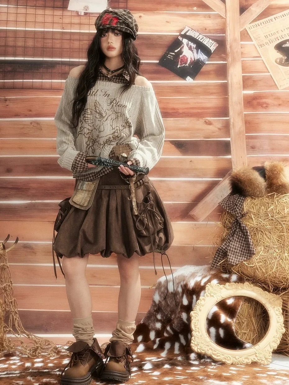 ALL iN plan Moonlight Hunter Pleated Pocket Maxi Skirt Skirt