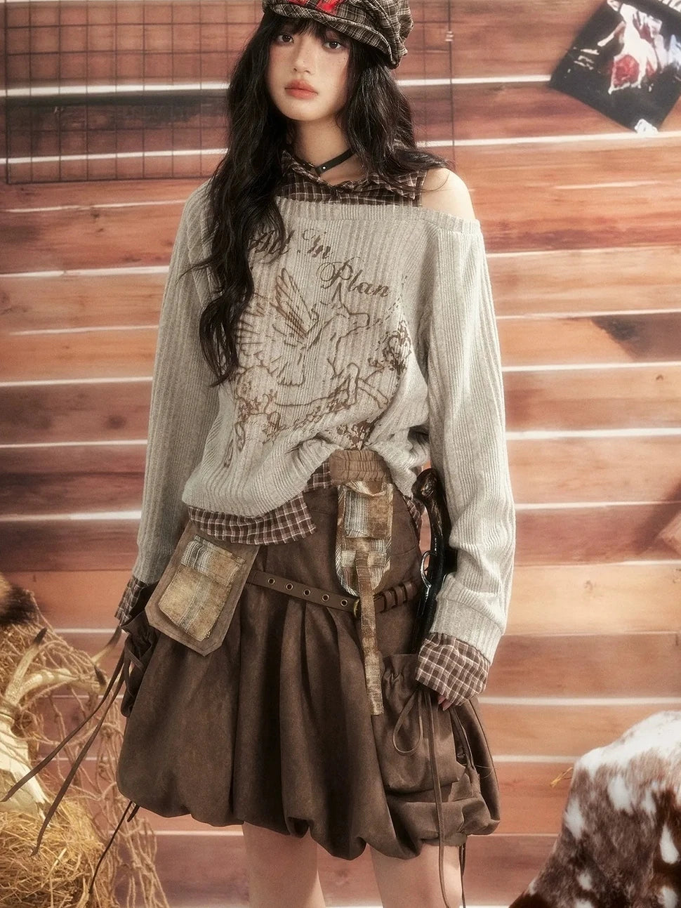 ALL iN plan Moonlight Hunter Pleated Pocket Maxi Skirt Skirt