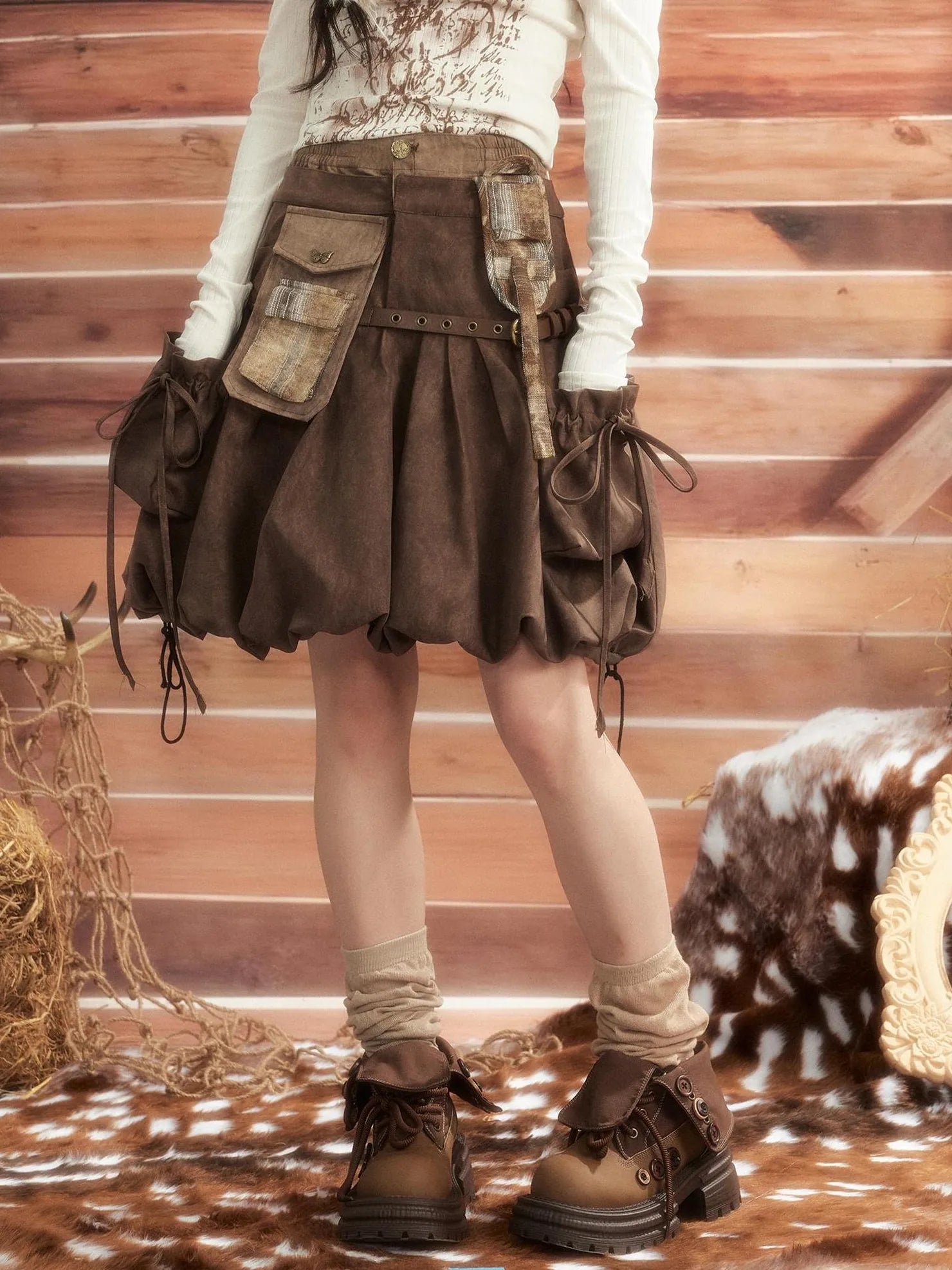 ALL iN plan Moonlight Hunter Pleated Pocket Maxi Skirt Skirt