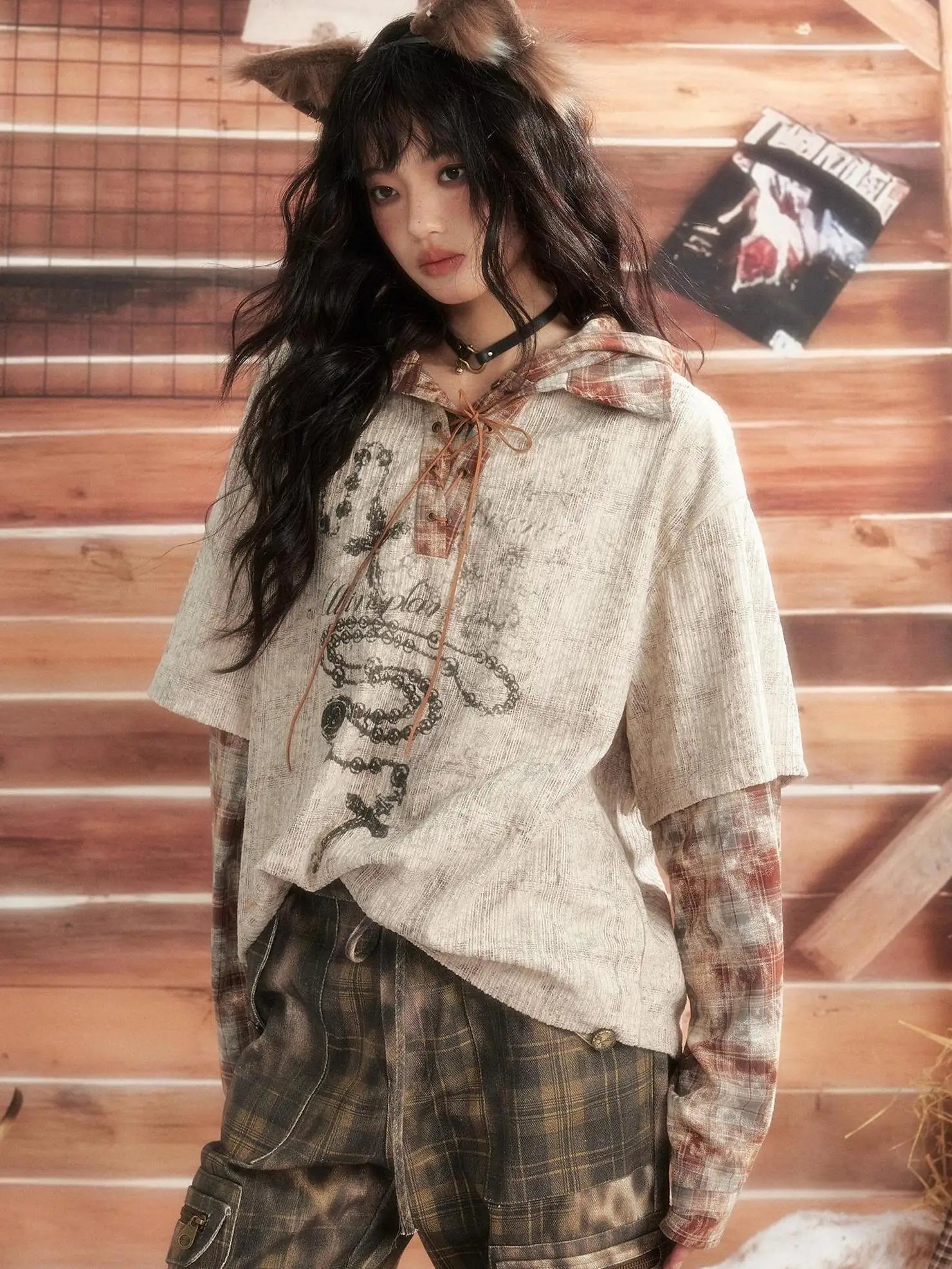 ALL iN plan Moonlight Hunter Retro Plaid Print Unisex Hoodie Hoodies/Sweatshirt