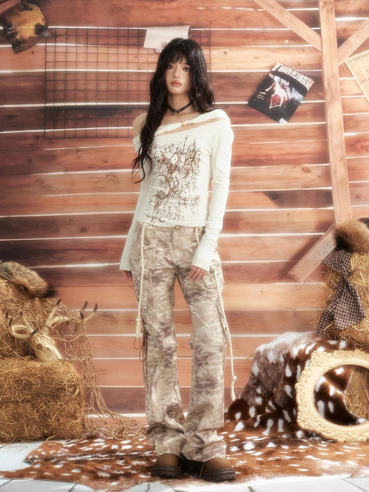 ALL iN plan Print Slim Fit Long Sleeve Women&