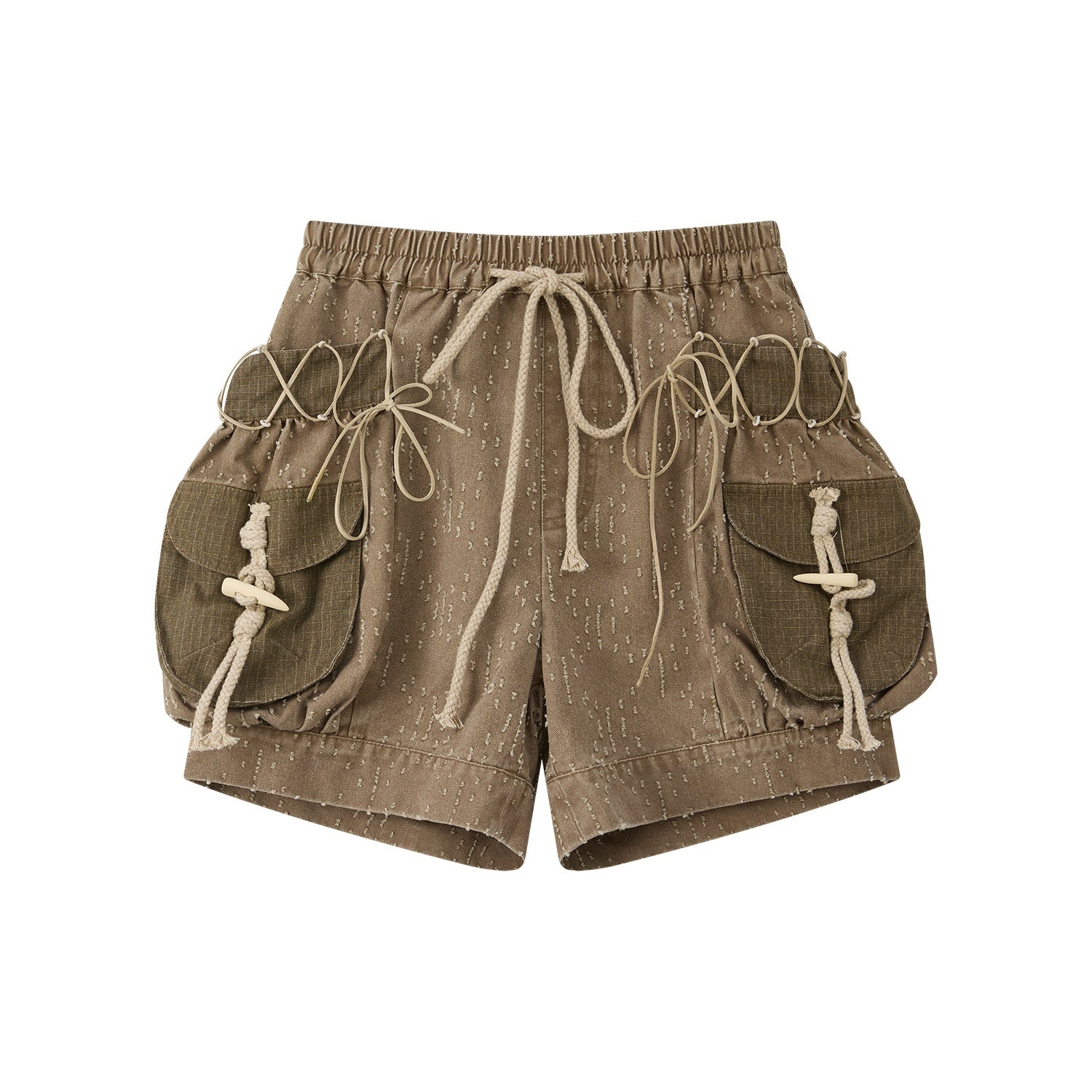 ALL iN plan Pure Cotton Lightweight American Cargo Natural Waist Women Khaki Hot Pants