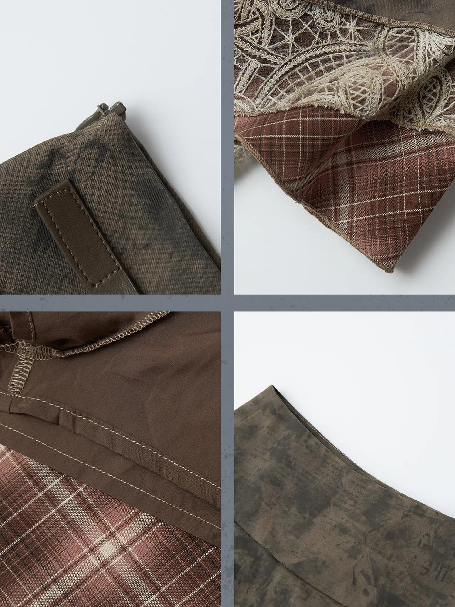 Resonant 89Hz Punk Lace Grid Denim Mini Skirt