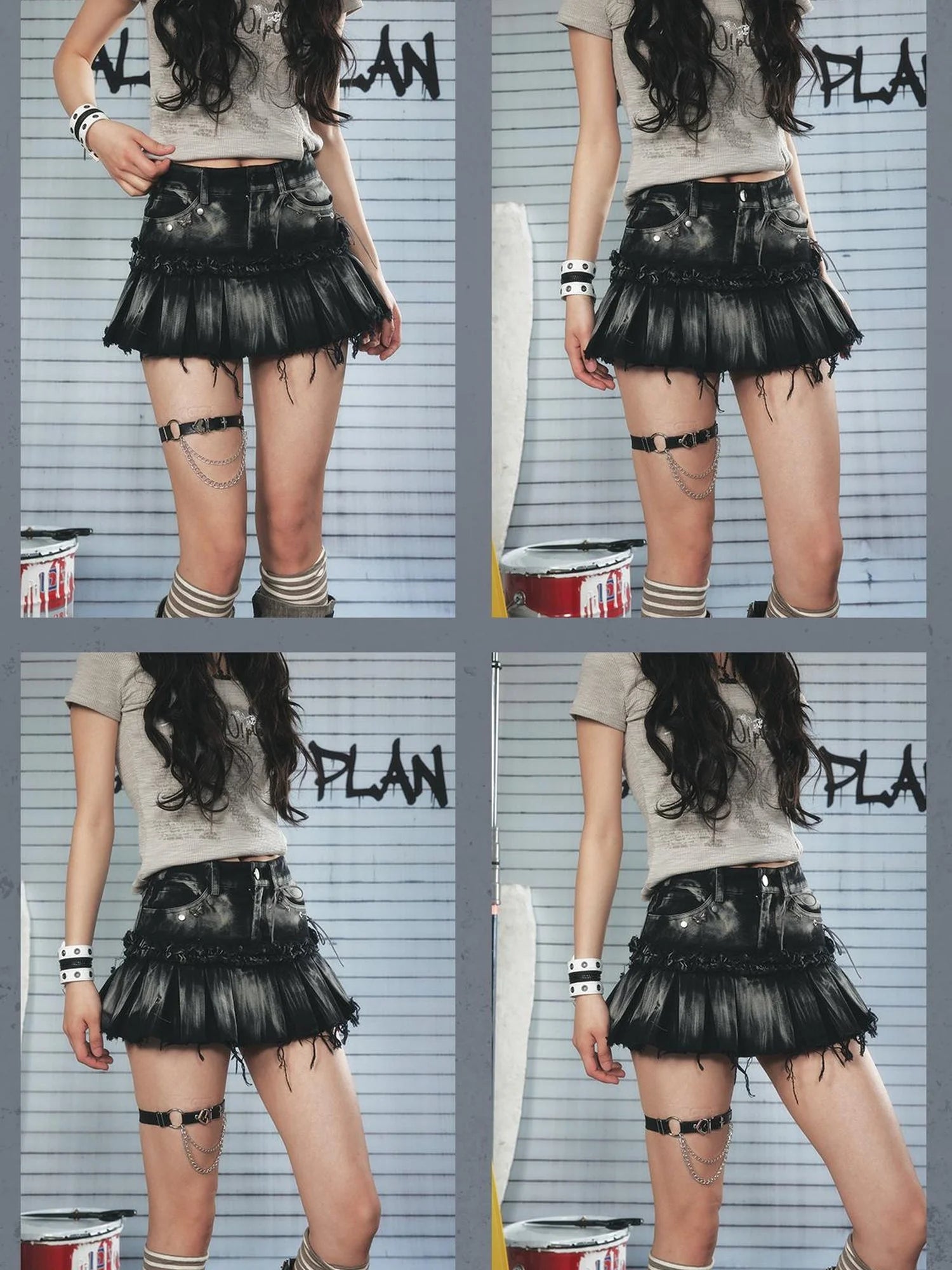Resonant Edge 89hz Punk Welded Denim Mini Skirt