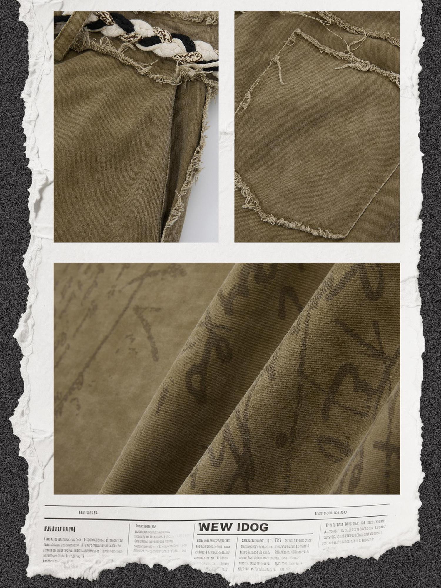 ALL iN plan Soft Breathable Cotton Casual Tassel Natural Waist Button Women Khaki Pants