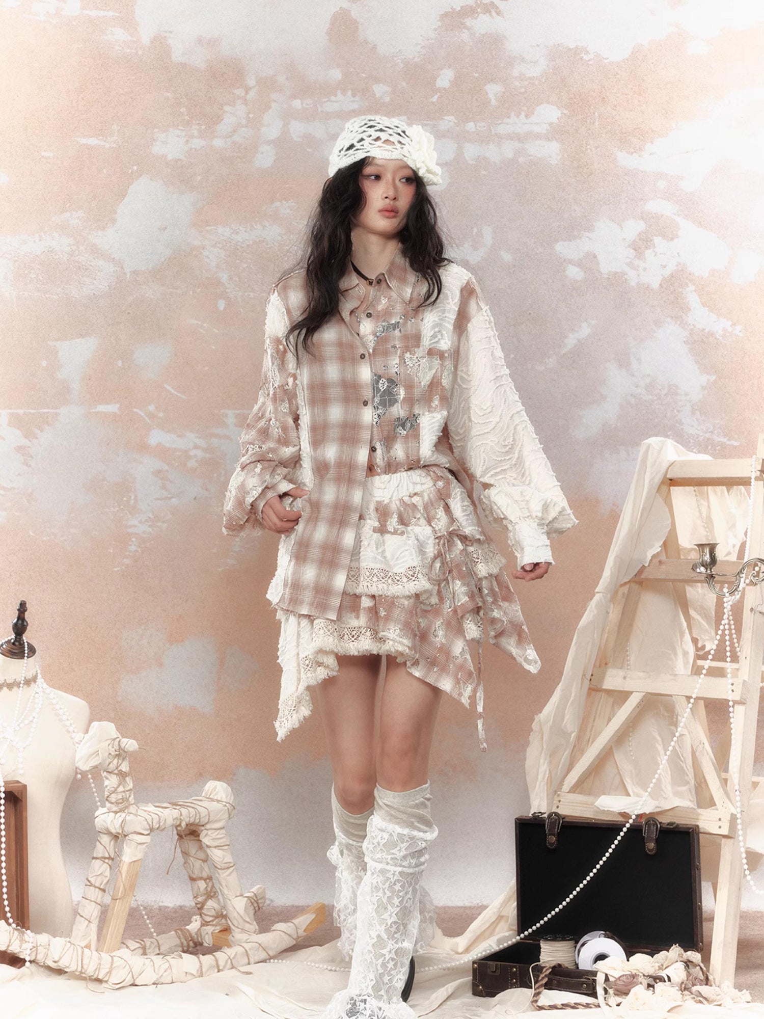 ALL iN plan Steam Punk Lace Up Sun Protection Shirt Jacket