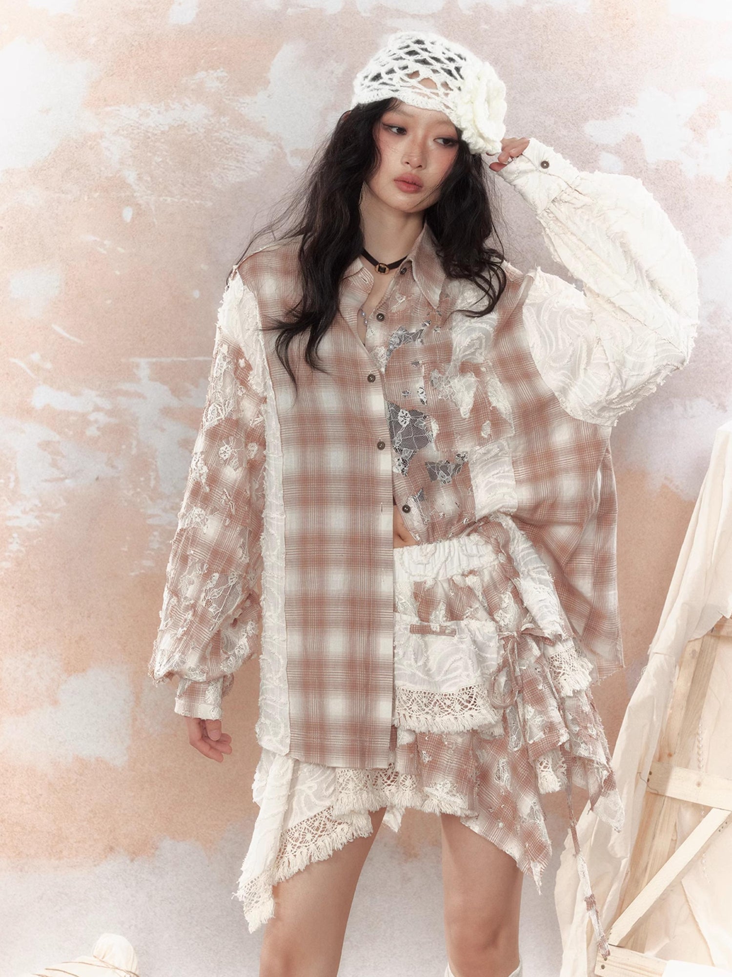 ALL iN plan Steam Punk Lace Up Sun Protection Shirt Jacket