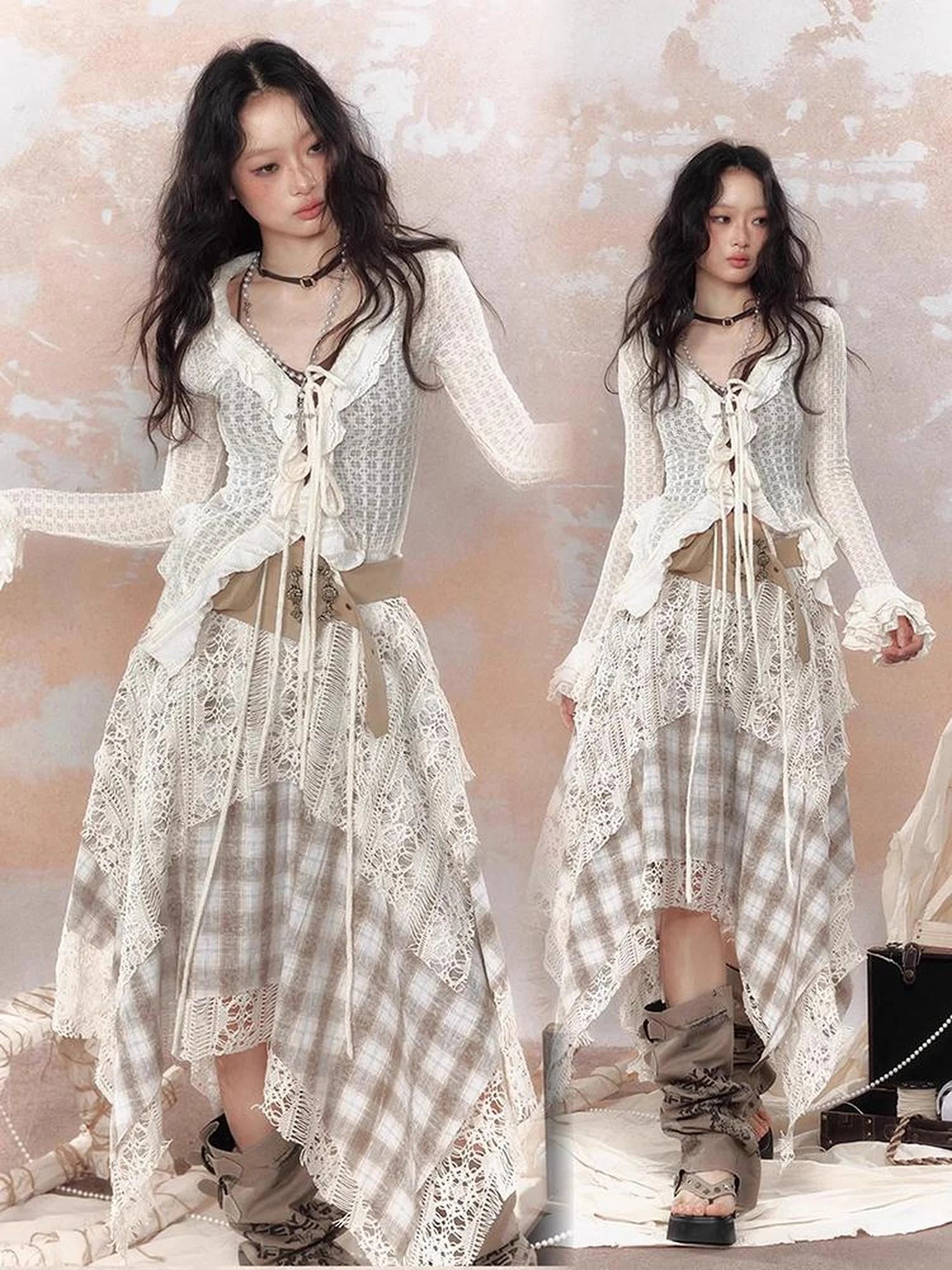 Steampunk Lace Bustier Skirt with Detachable Gear Harness