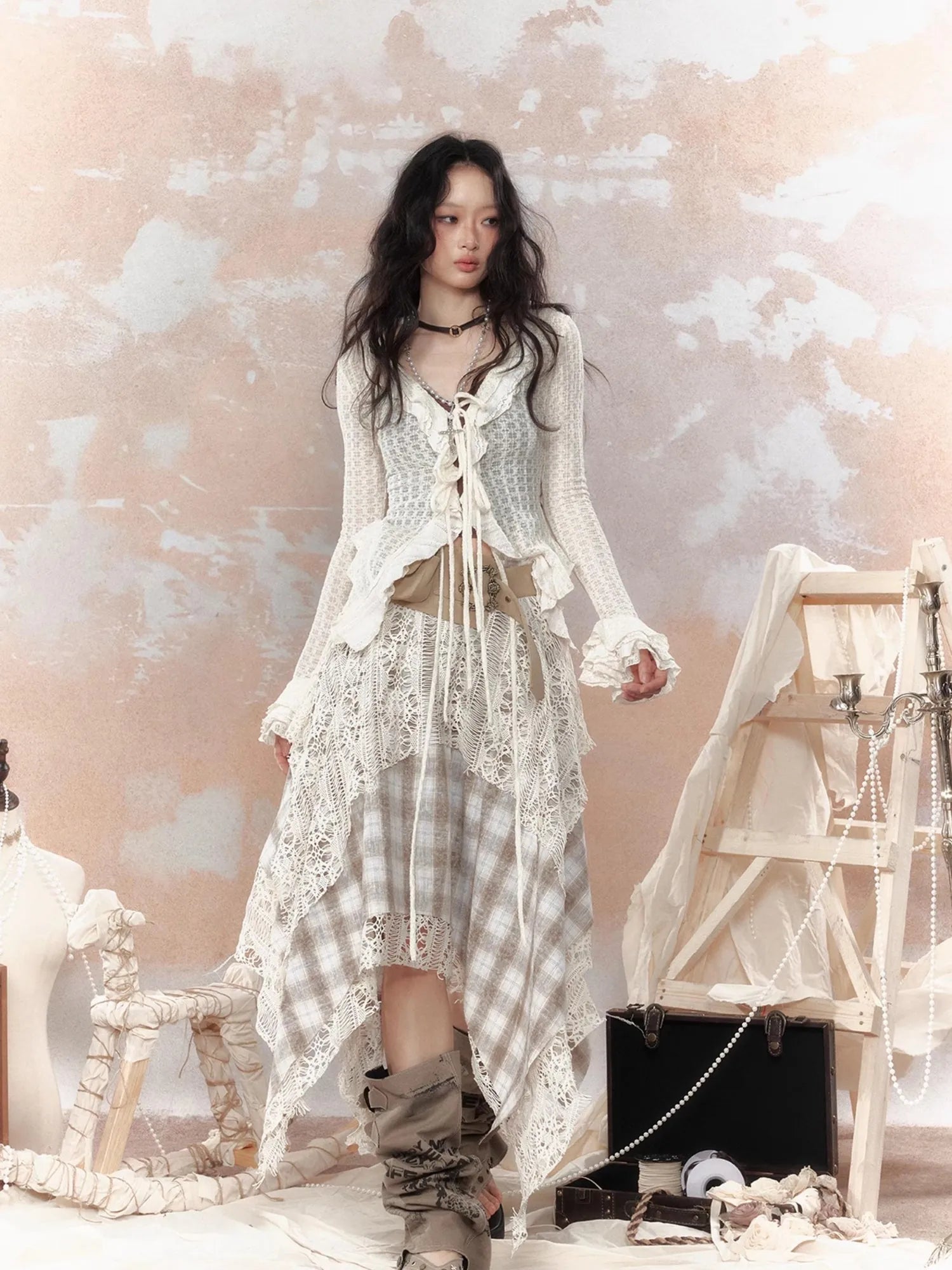 Steampunk Lace Bustier Skirt with Detachable Gear Harness