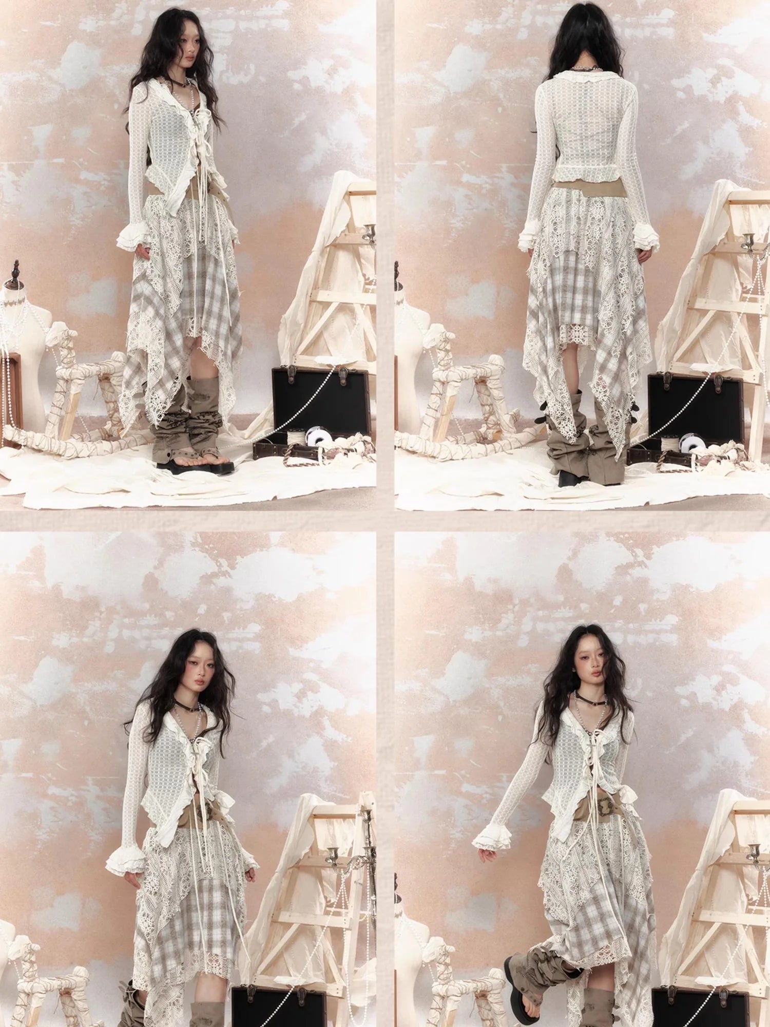 Steampunk Lace Bustier Skirt with Detachable Gear Harness