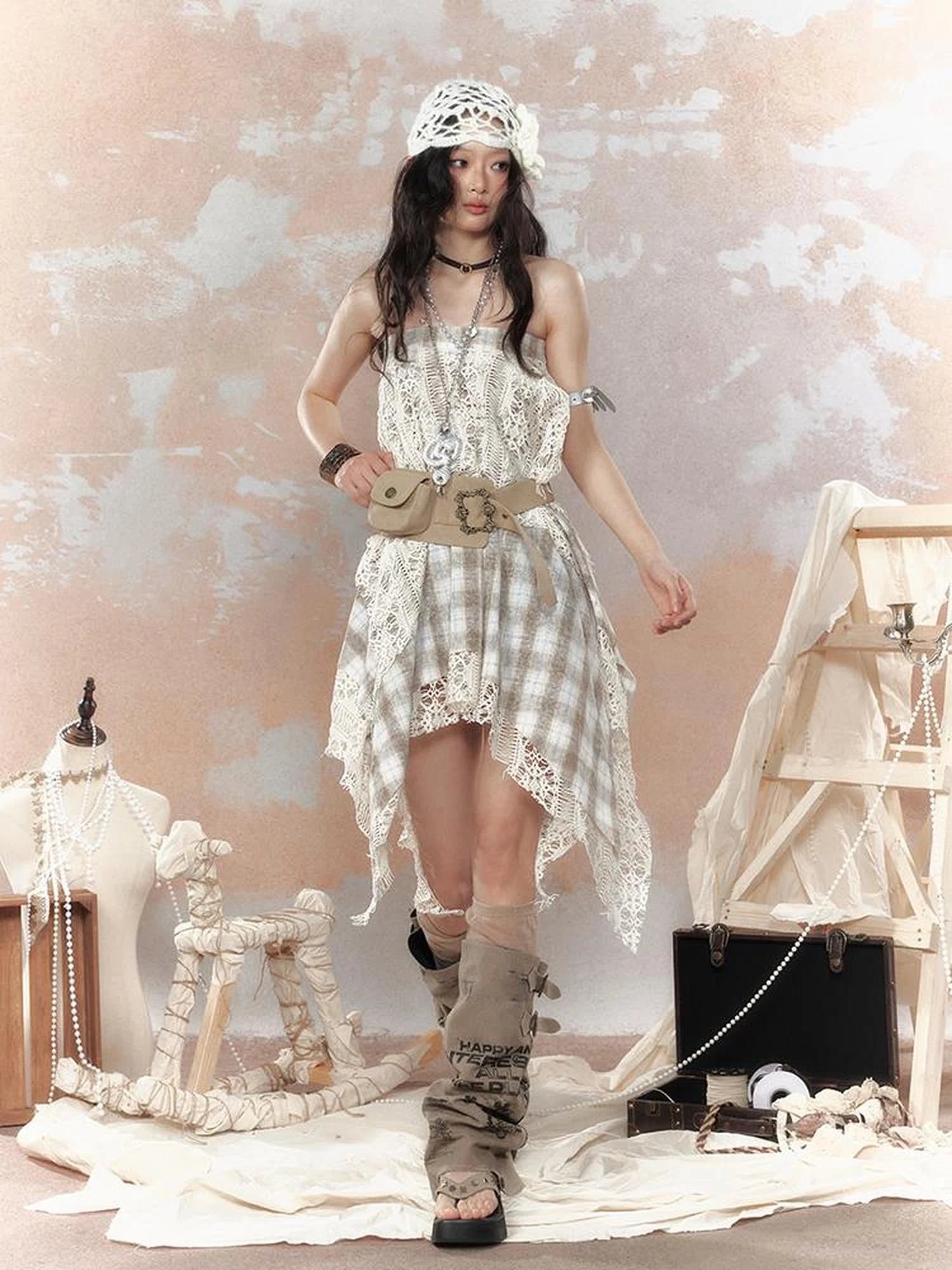 Steampunk Lace Bustier Skirt with Detachable Gear Harness