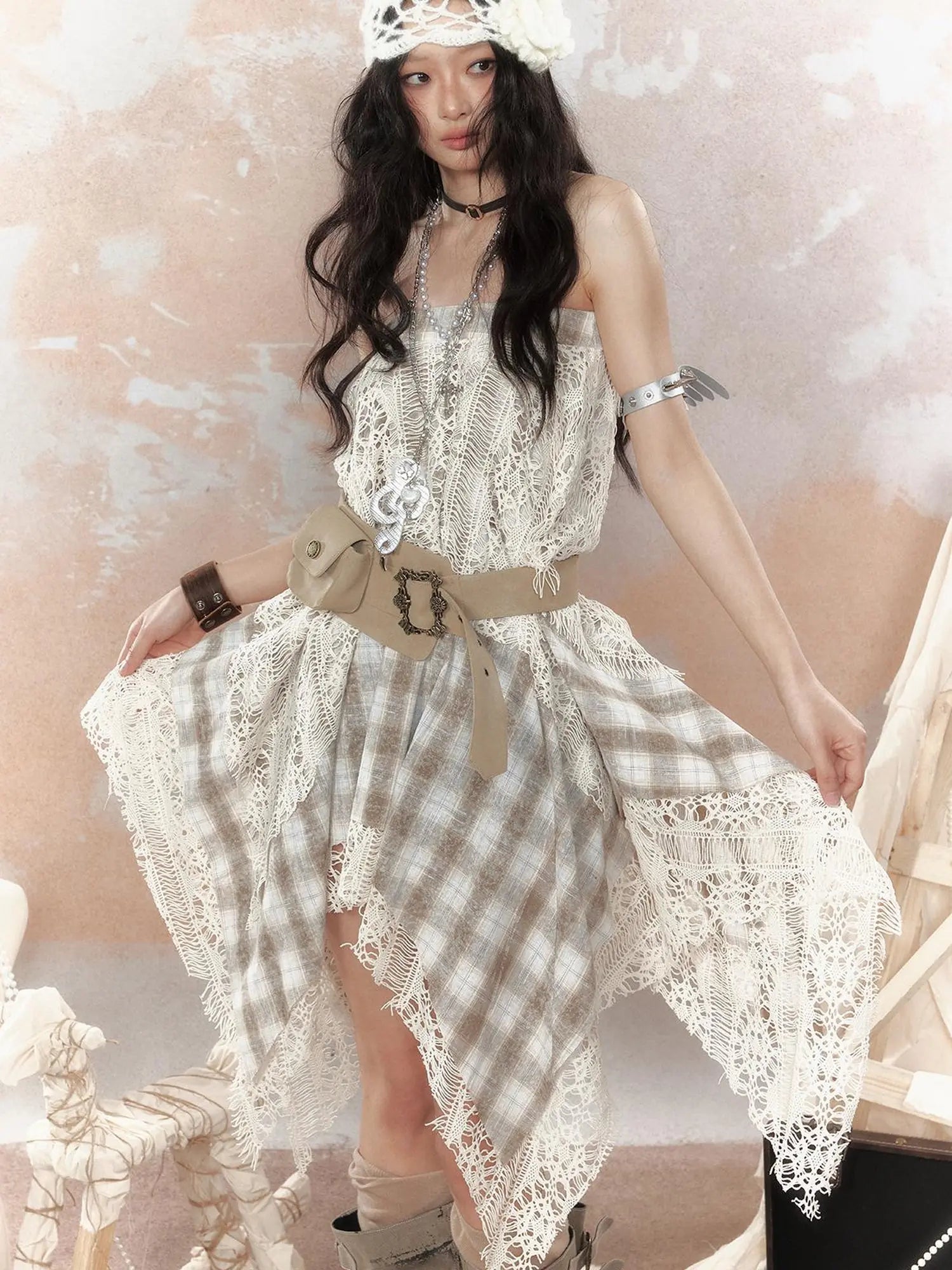 Steampunk Lace Bustier Skirt with Detachable Gear Harness