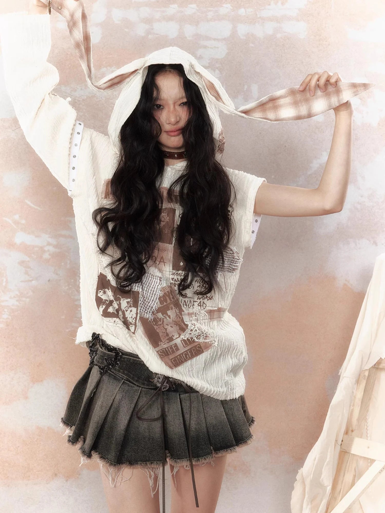 Steampunk Rabbit Hoodie With Detachable Sleeves