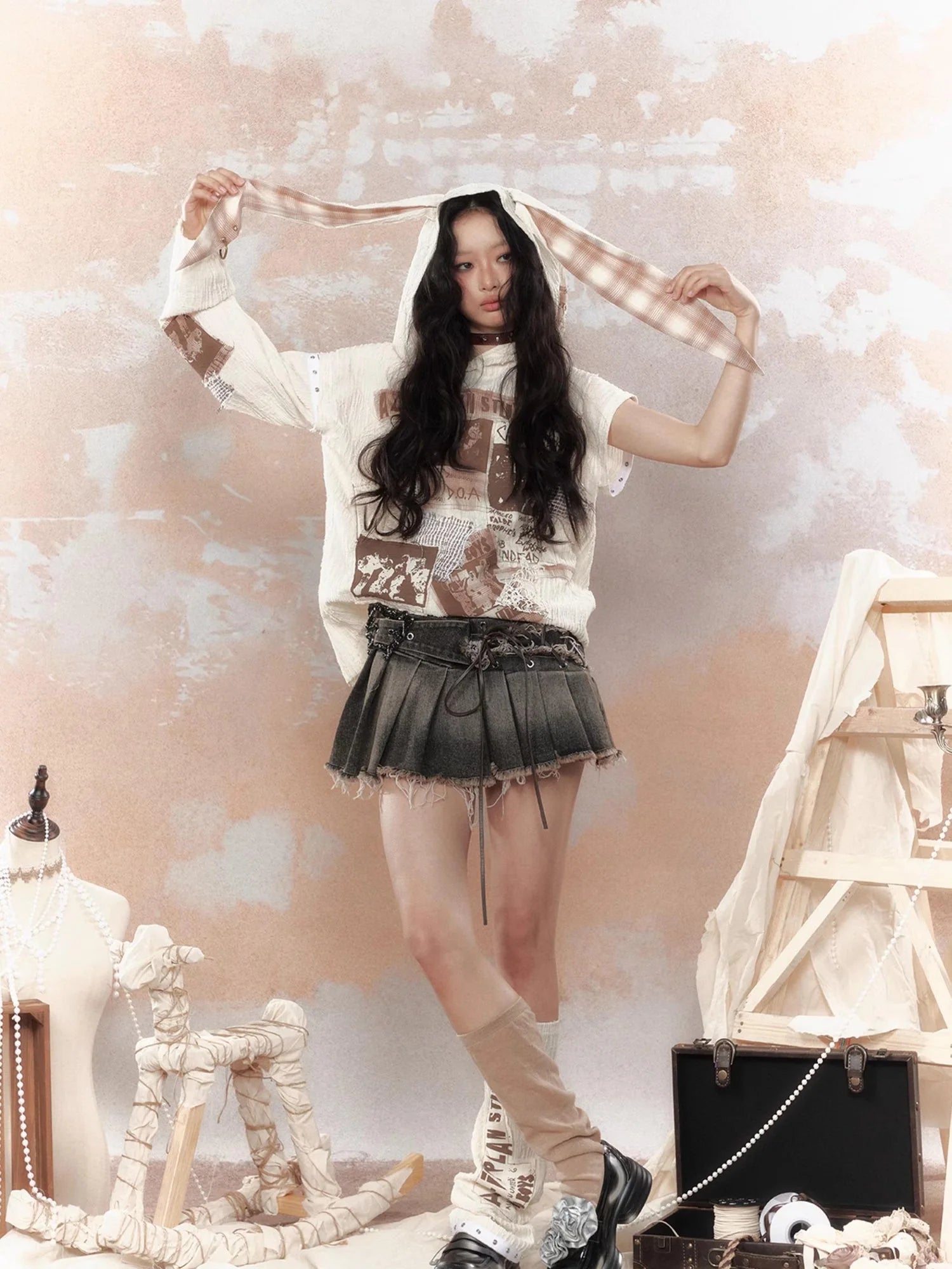 Steampunk Rabbit Hoodie With Detachable Sleeves