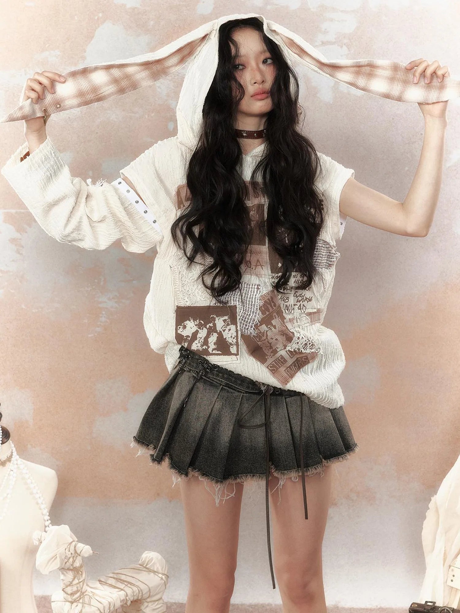Steampunk Rabbit Hoodie With Detachable Sleeves